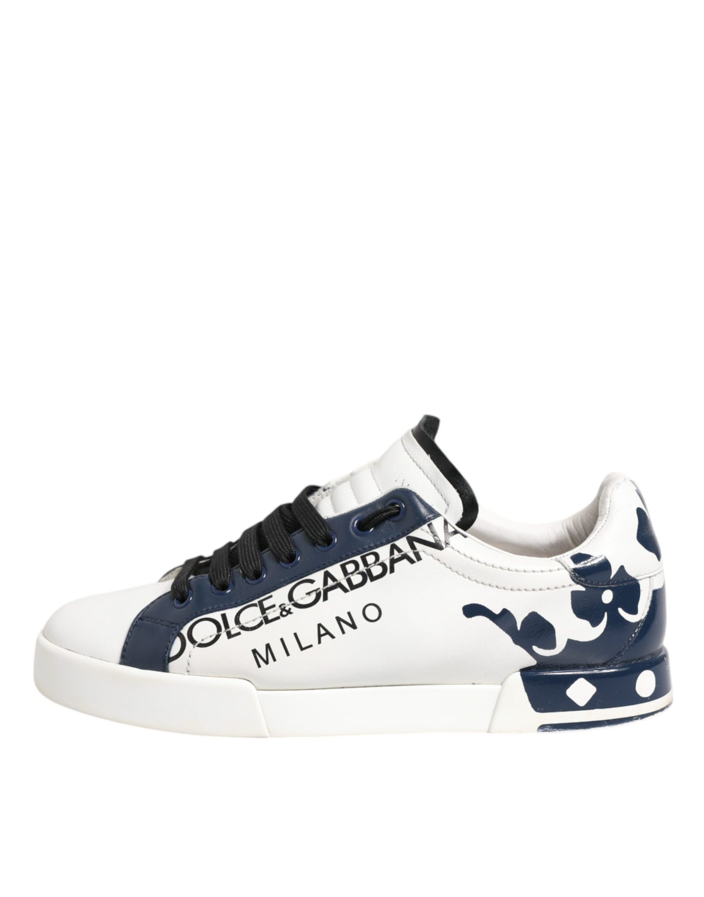 Dolce & Gabbana Weiß Blau Leder Crown Milano Turnschuhe Schuhe