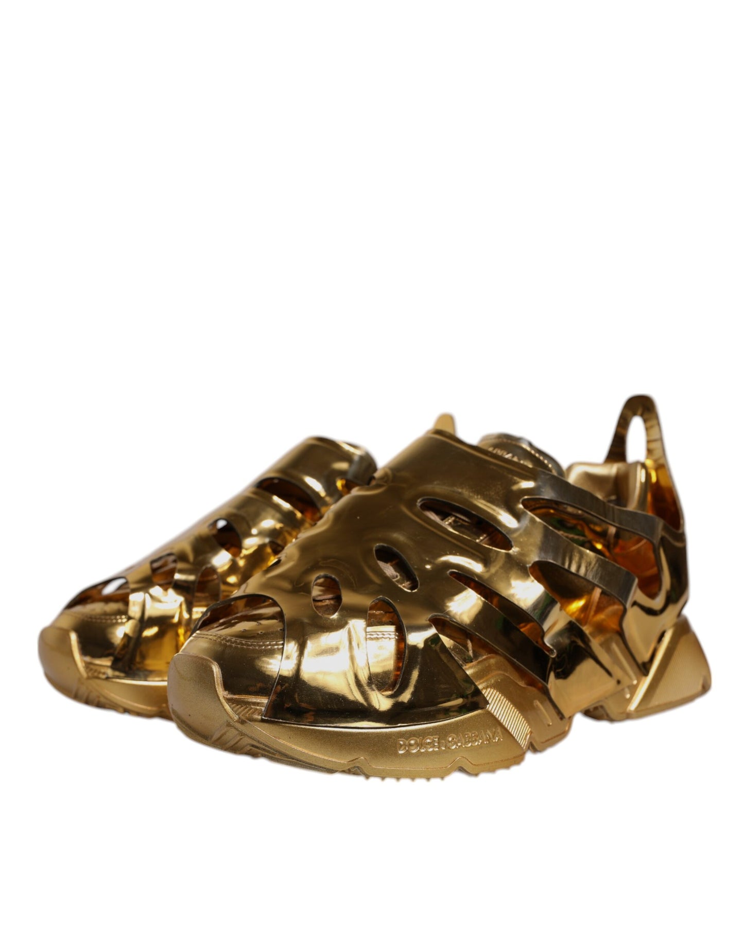 Dolce & Gabbana Gold Daymaster Leder Low Top Sneakers Schuhe