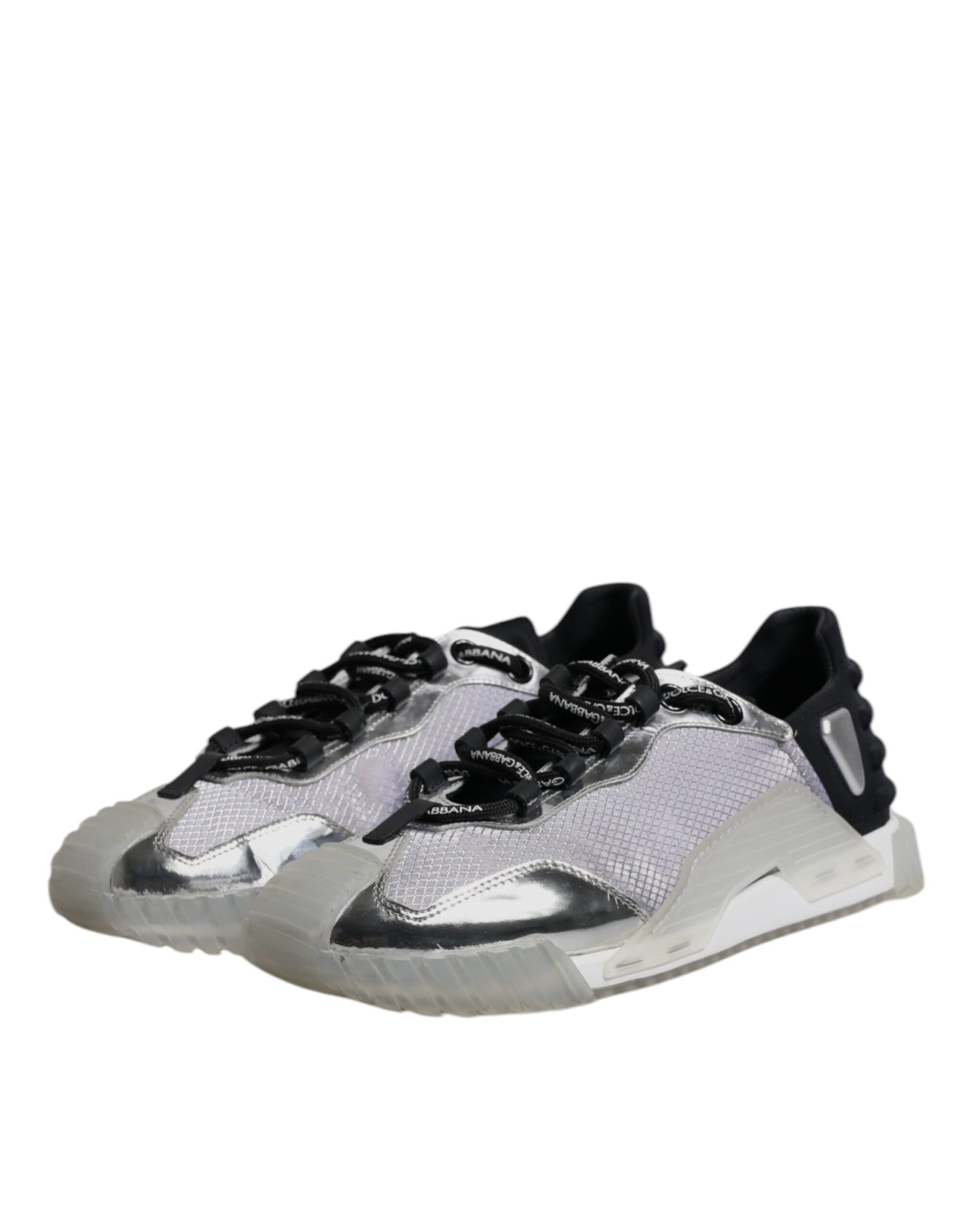 Dolce & Gabbana Silber Schwarz Nylon NS1 Low Top Turnschuhe Schuhe