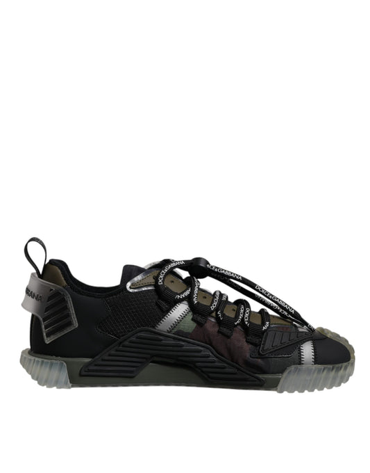 Dolce & Gabbana Black Green Camo NS1 Low Top Sneakers Shoes