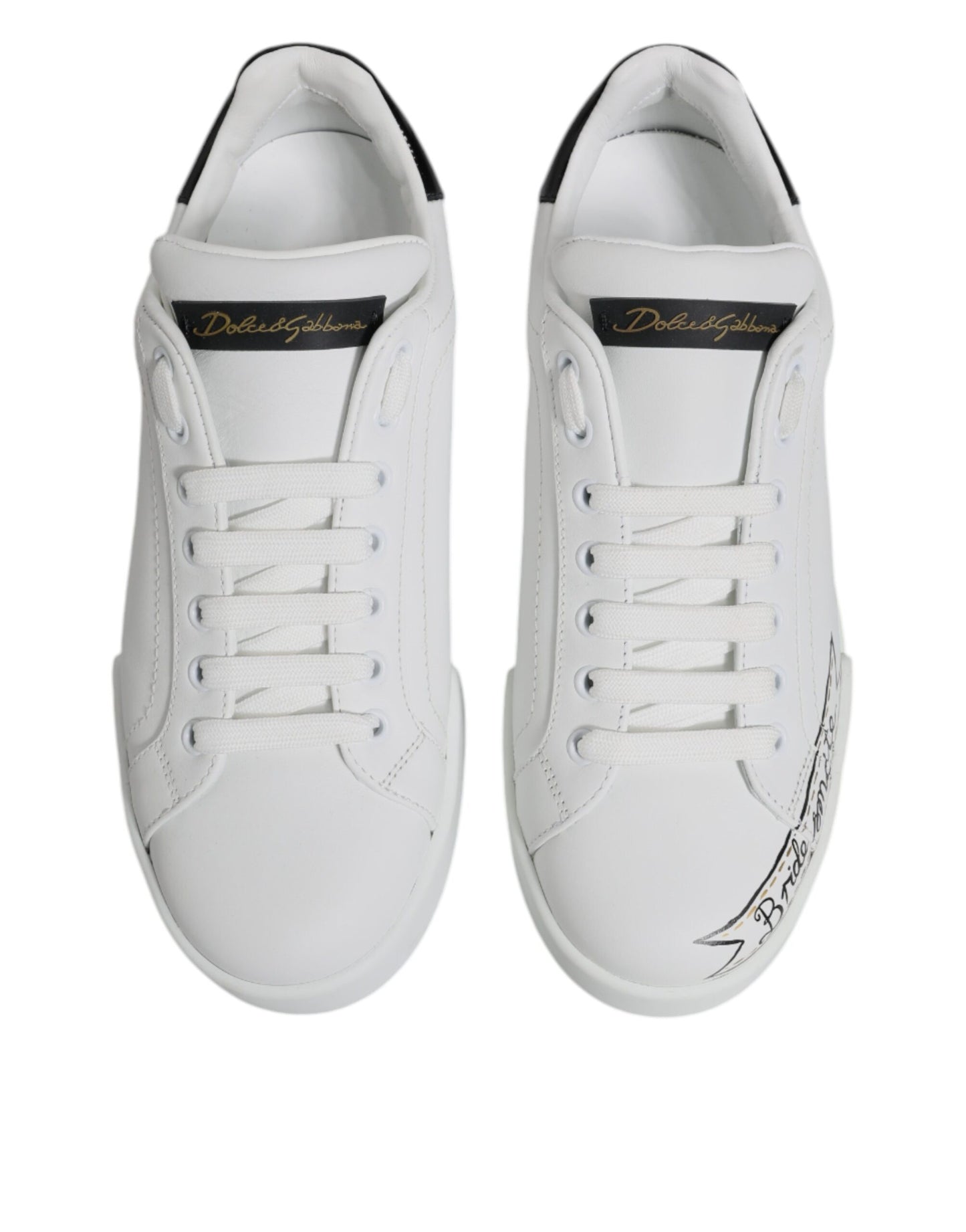 Dolce & Gabbana Weiße Leder Low Top Lace Up Sneakers Schuhe