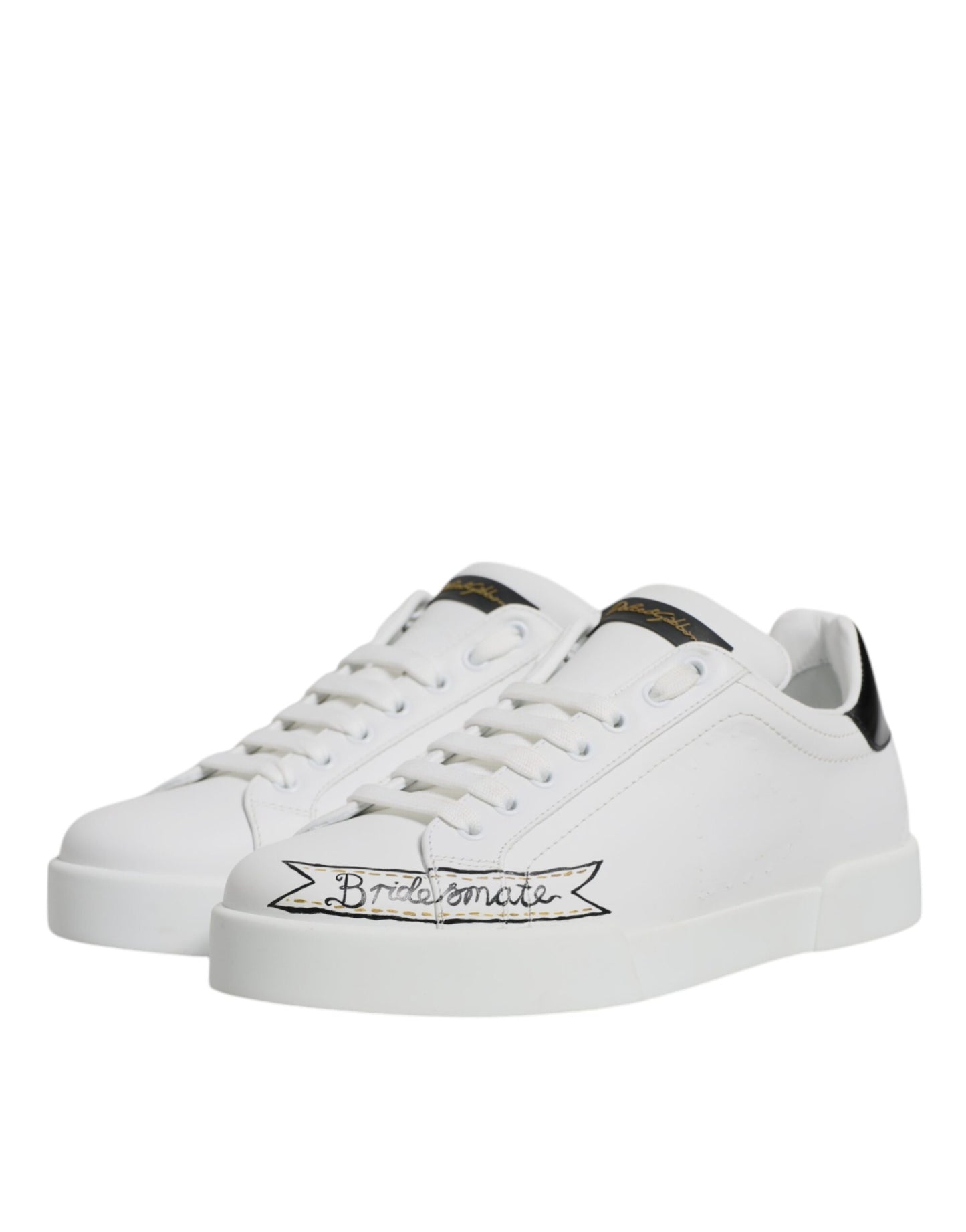 Dolce & Gabbana Weiße Leder Low Top Lace Up Sneakers Schuhe