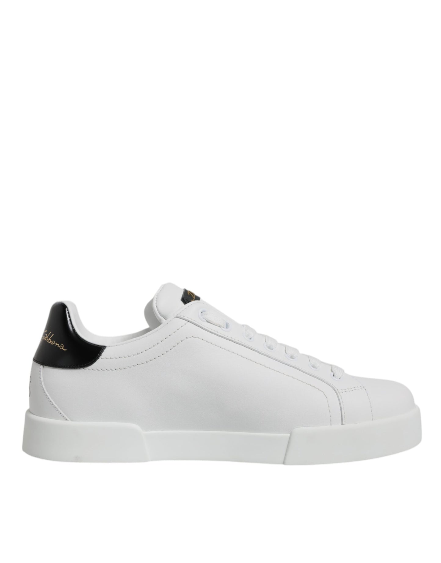 Dolce & Gabbana Weiße Leder Low Top Lace Up Sneakers Schuhe