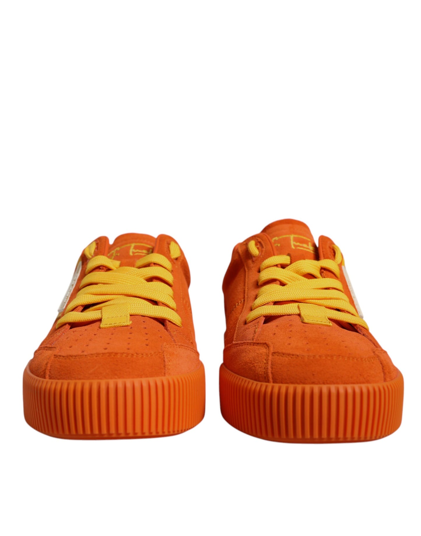 Dolce & Gabbana Orange Miami Leder Low Top Turnschuhe Schuhe