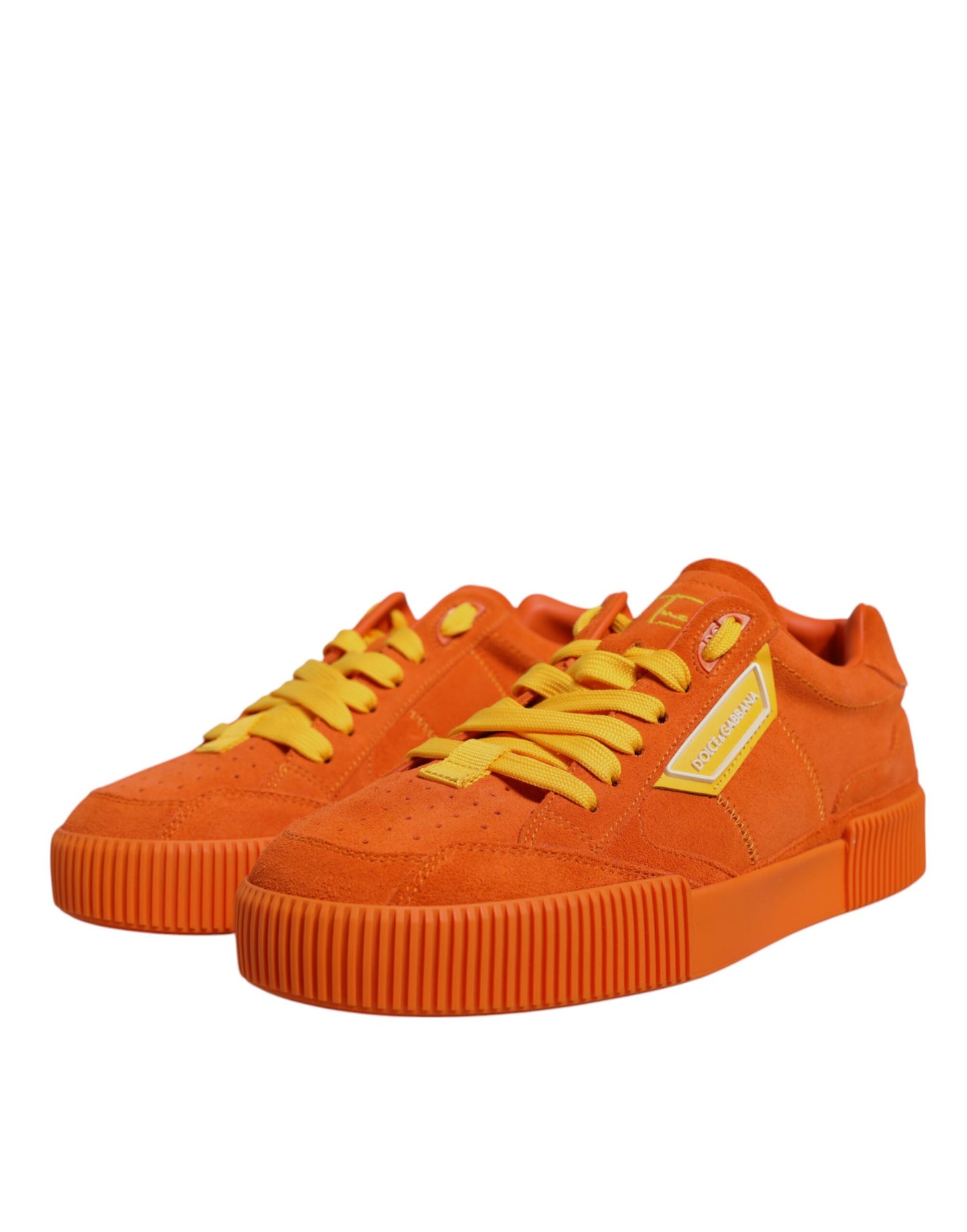 Dolce & Gabbana Orange Miami Leder Low Top Turnschuhe Schuhe