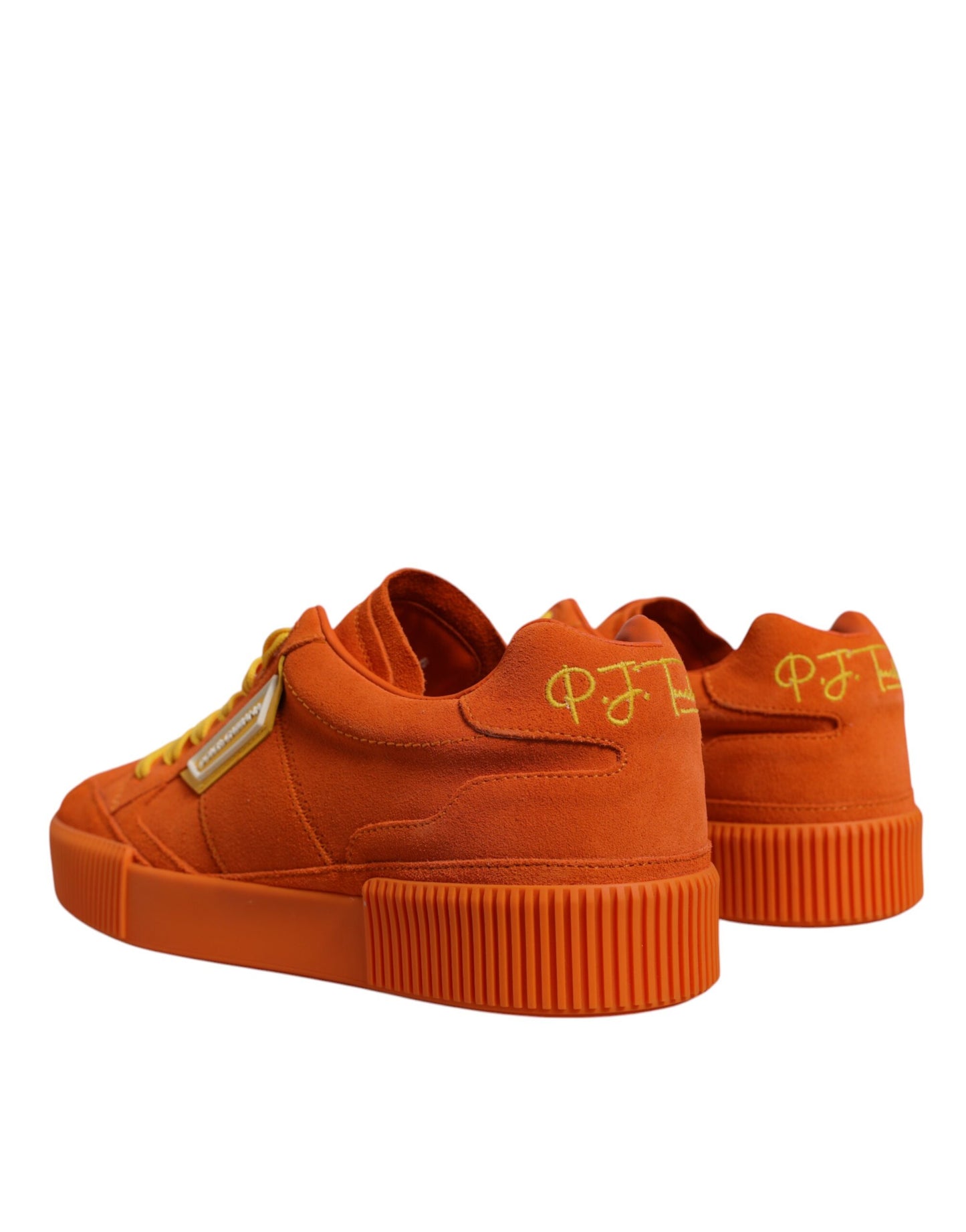 Dolce & Gabbana Orange Miami Leder Low Top Turnschuhe Schuhe