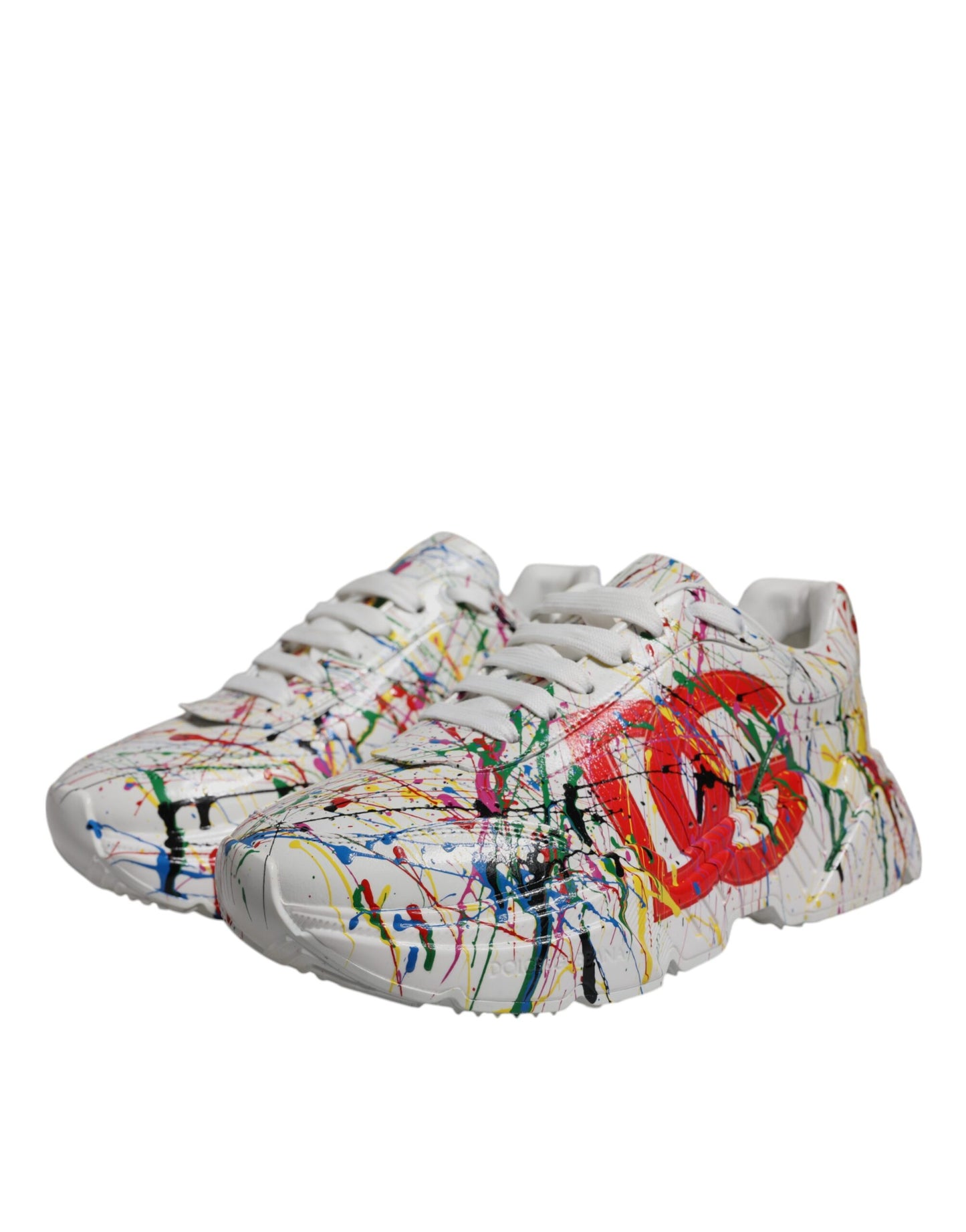 Dolce & Gabbana Weiß Daymaster Hand gemalt Turnschuhe Schuhe