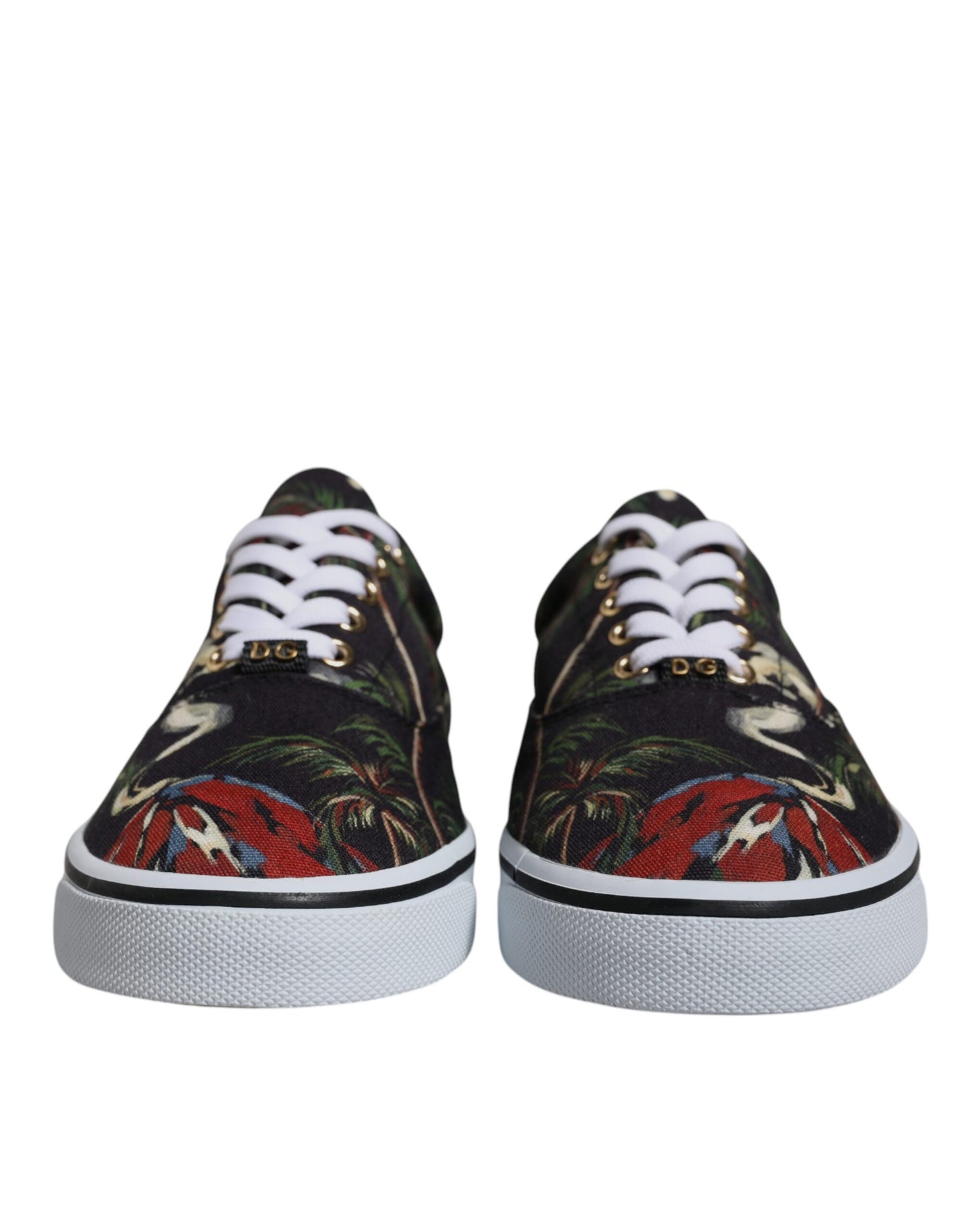 Dolce & Gabbana Schwarz Tropical Print Low Top Sneakers Schuhe