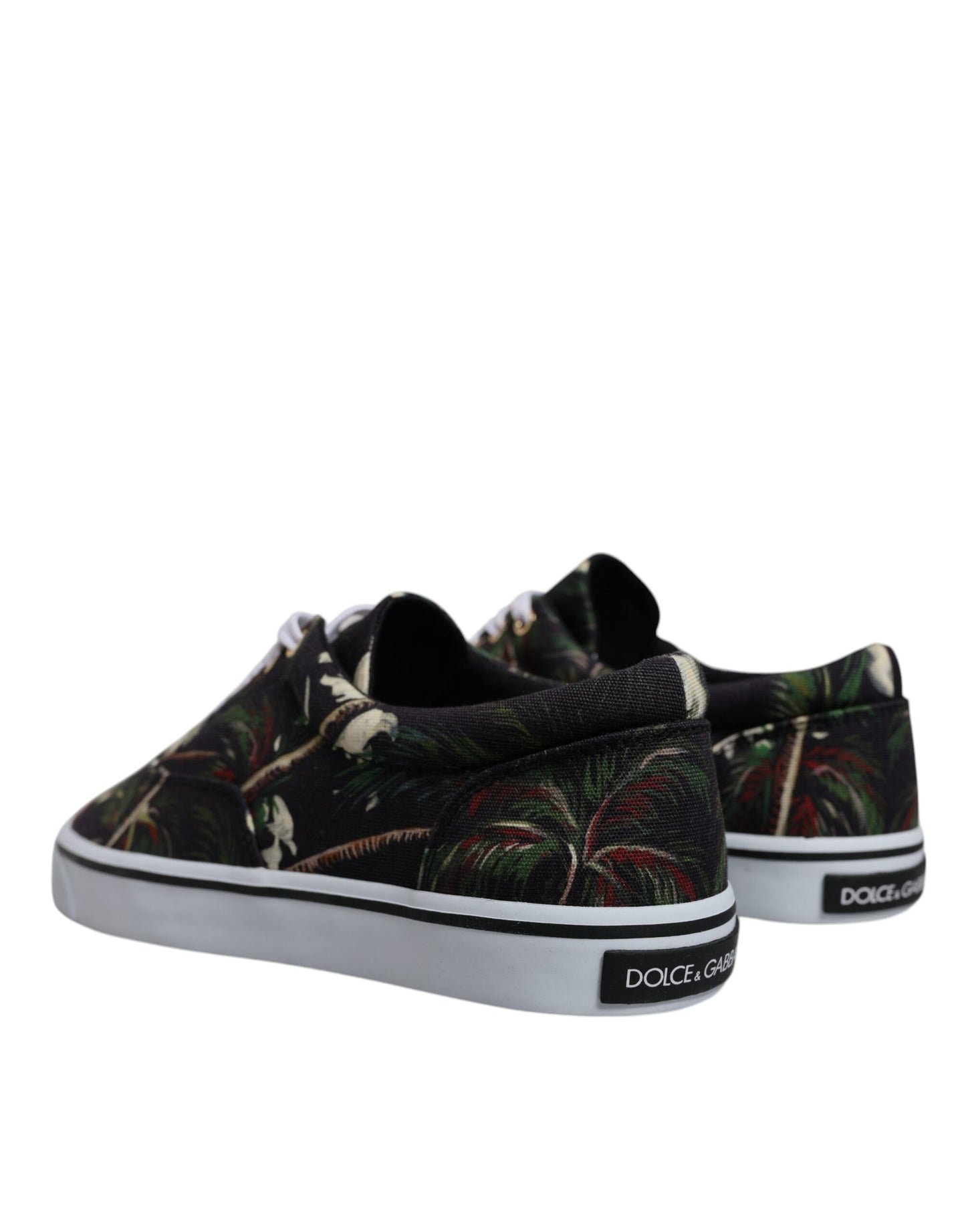 Dolce & Gabbana Schwarz Tropical Print Low Top Sneakers Schuhe