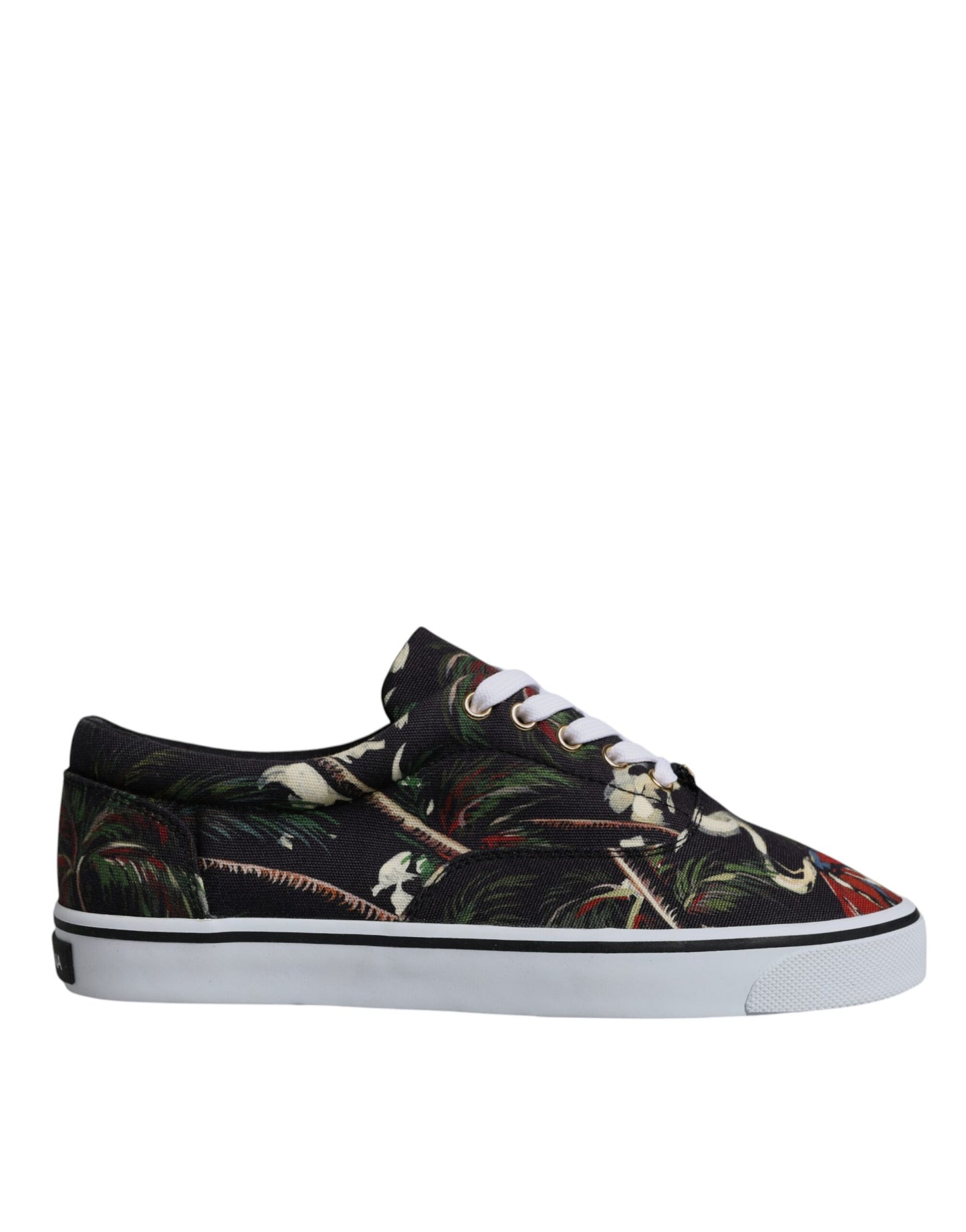 Dolce & Gabbana Schwarz Tropical Print Low Top Sneakers Schuhe