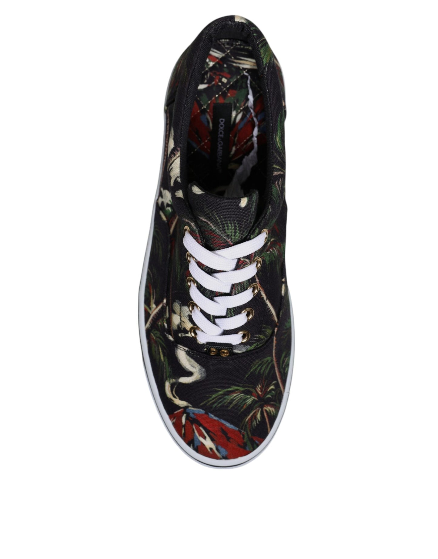 Dolce & Gabbana Schwarz Tropical Print Low Top Sneakers Schuhe