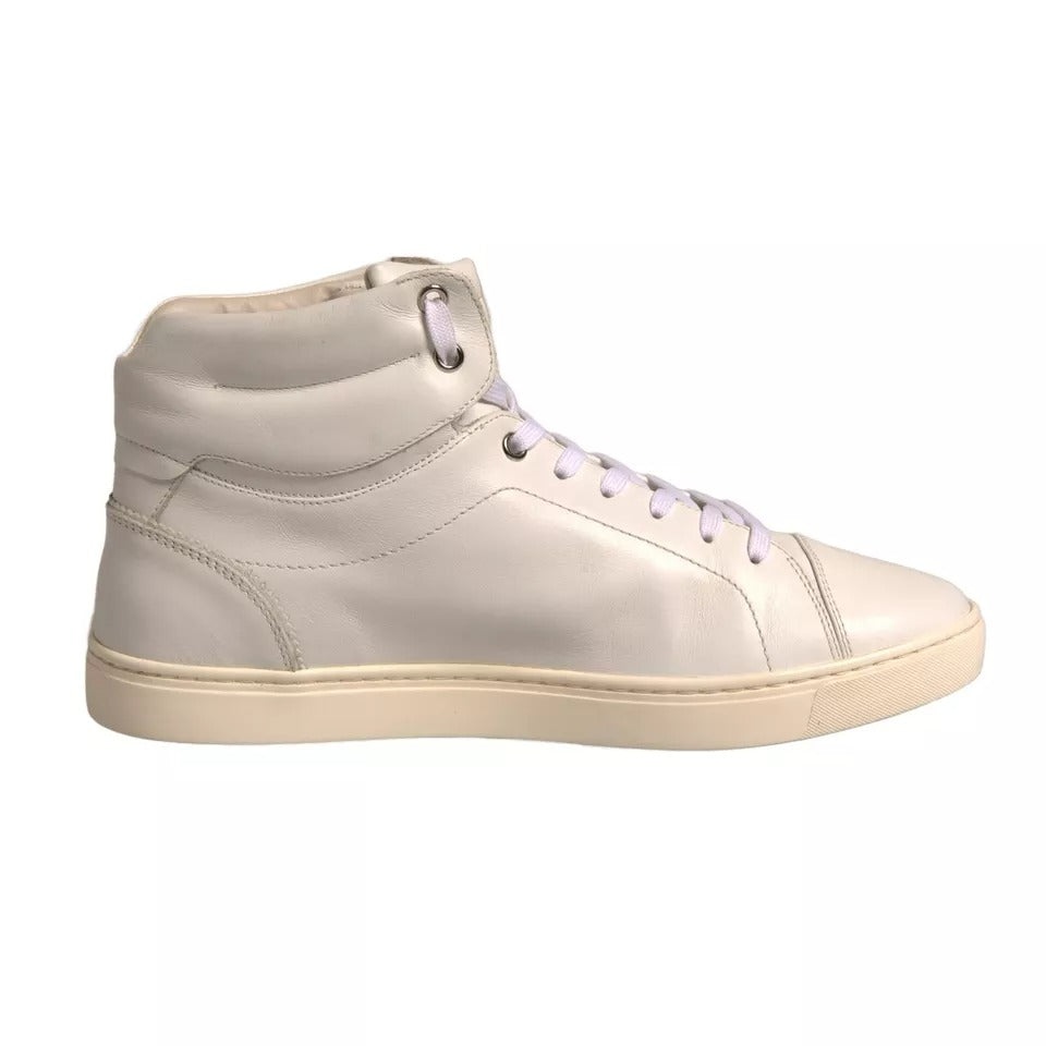 Dolce & Gabbana Weiß London Logo High Top Turnschuhe Schuhe