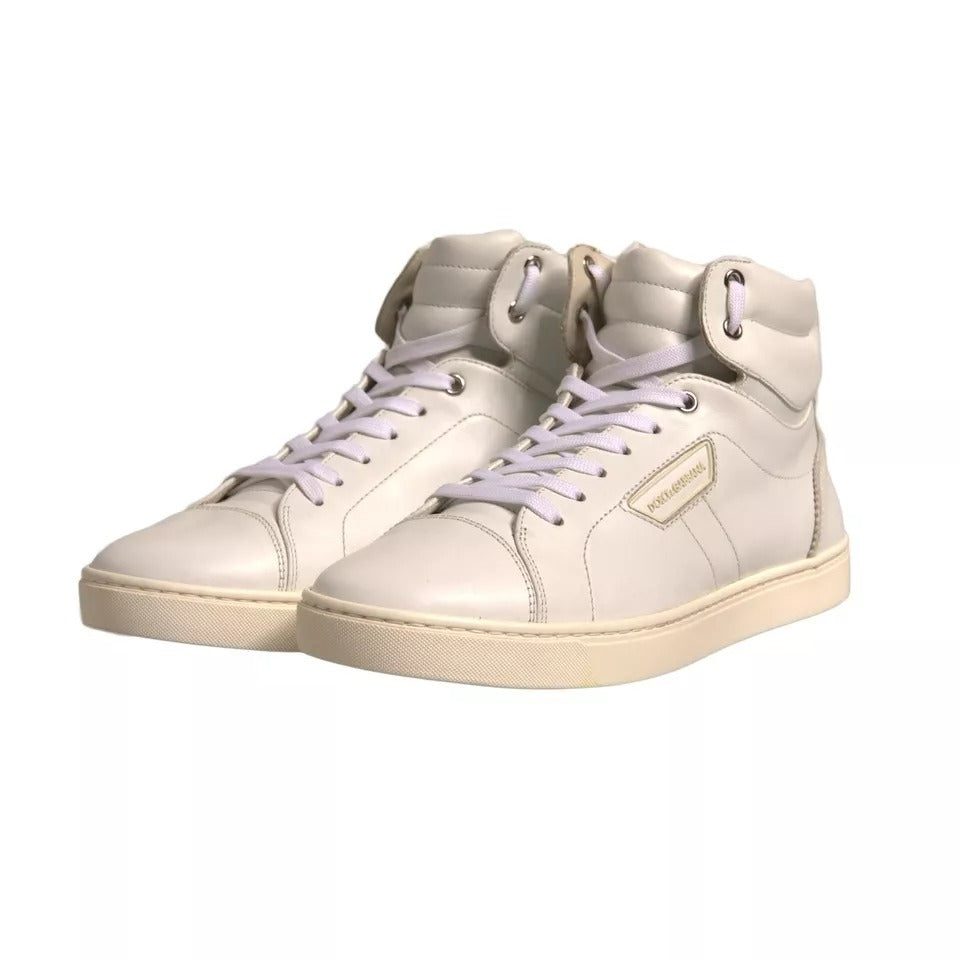 Dolce & Gabbana Weiß London Logo High Top Turnschuhe Schuhe