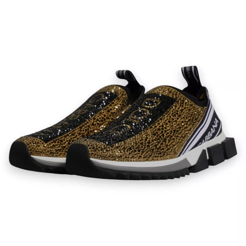 Dolce & Gabbana Gold Strass Sorrento Turnschuhe Schuhe