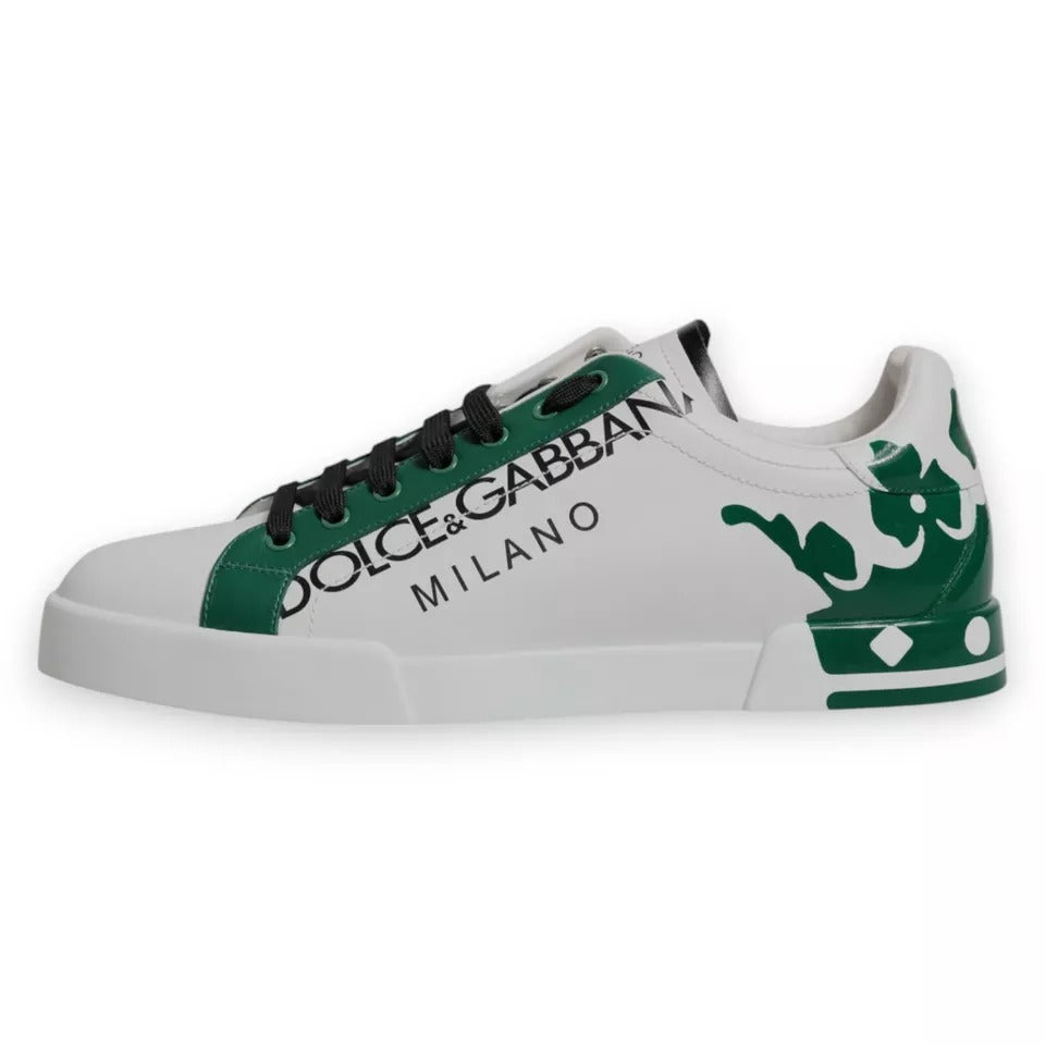 Dolce & Gabbana Weiß Grün Leder Crown Milano Turnschuhe Schuhe