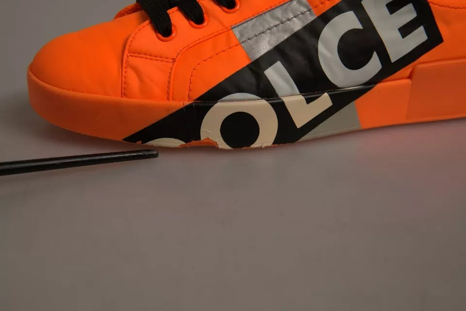 Dolce & Gabbana Orange Portofino Logo Tape Männer Turnschuhe Schuhe