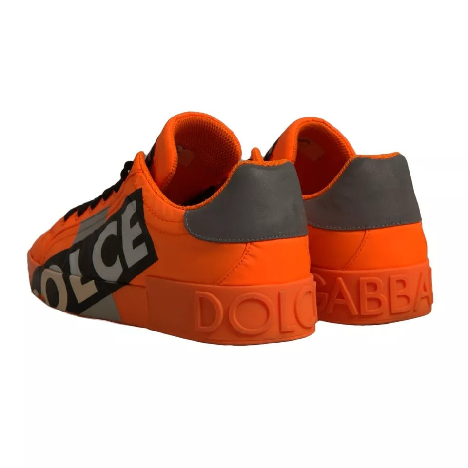 Dolce & Gabbana Orange Portofino Logo Tape Männer Turnschuhe Schuhe