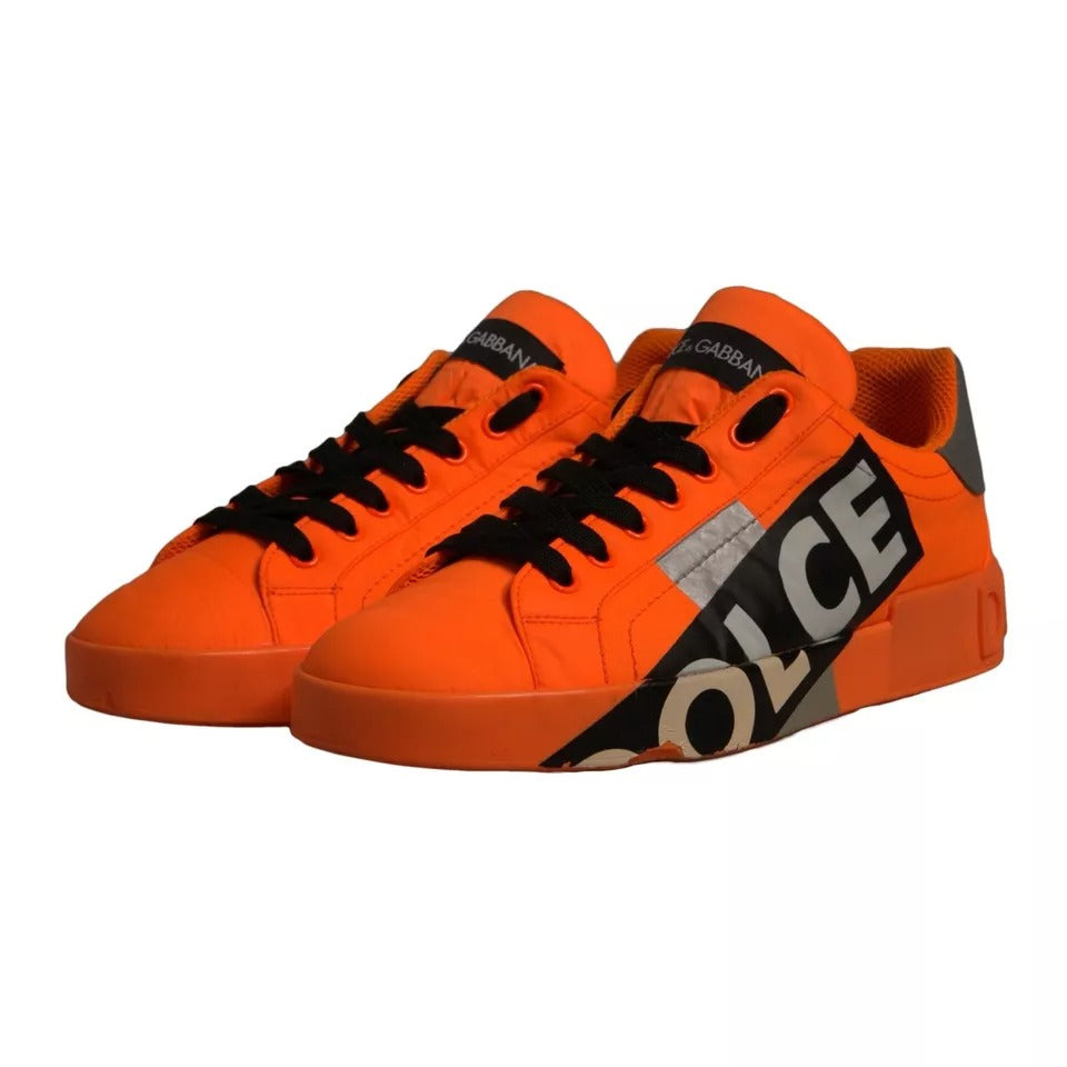 Dolce & Gabbana Orange Portofino Logo Tape Männer Turnschuhe Schuhe