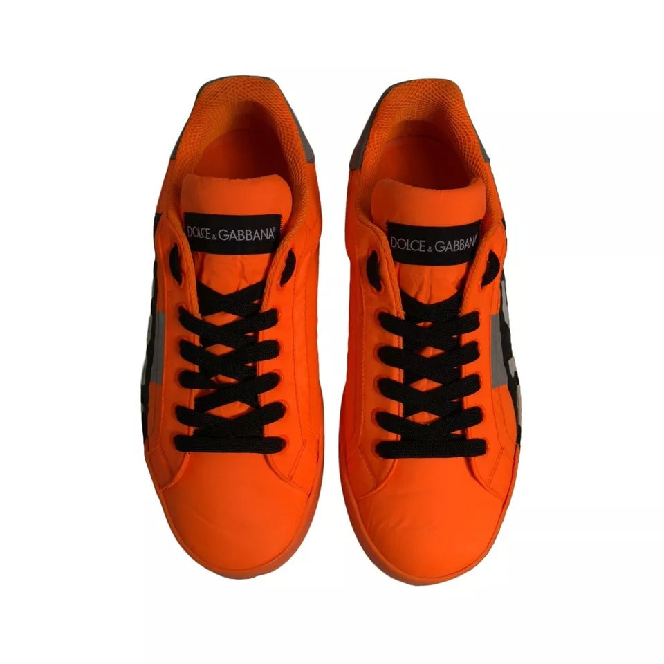 Dolce & Gabbana Orange Portofino Logo Tape Männer Turnschuhe Schuhe