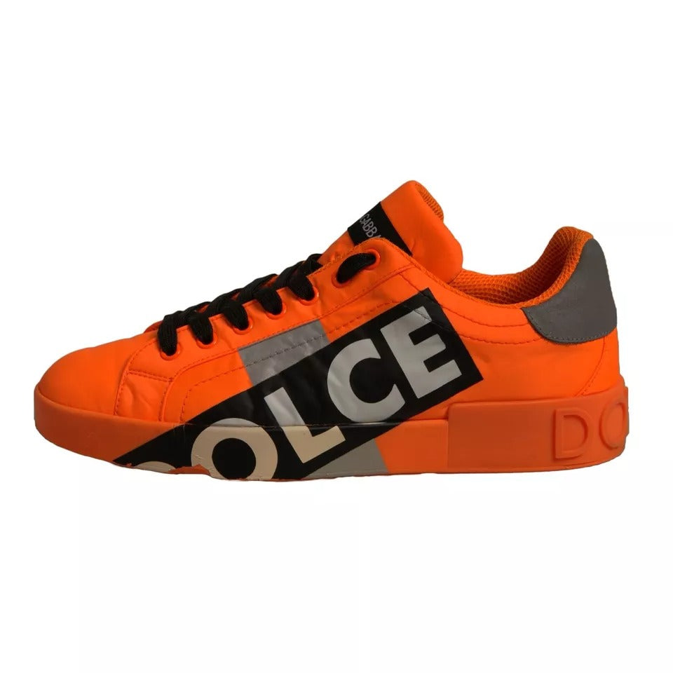 Dolce & Gabbana Orange Portofino Logo Tape Männer Turnschuhe Schuhe