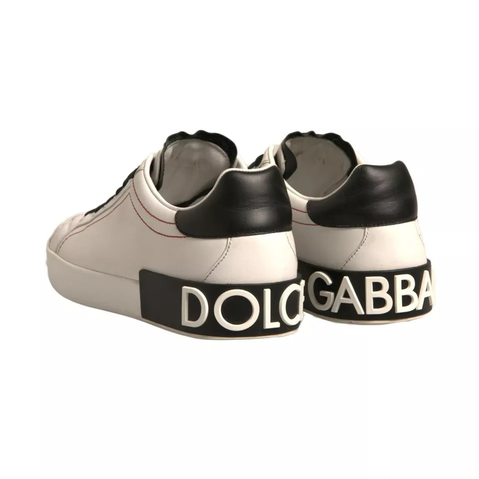 Dolce & Gabbana Weiß Leder Logo Portofino Turnschuhe Schuhe