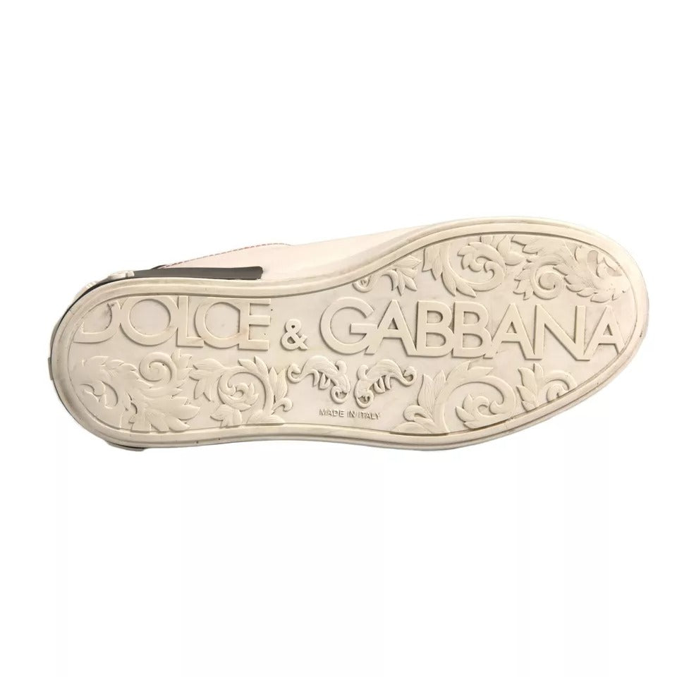 Dolce & Gabbana Weiß Leder Logo Portofino Turnschuhe Schuhe