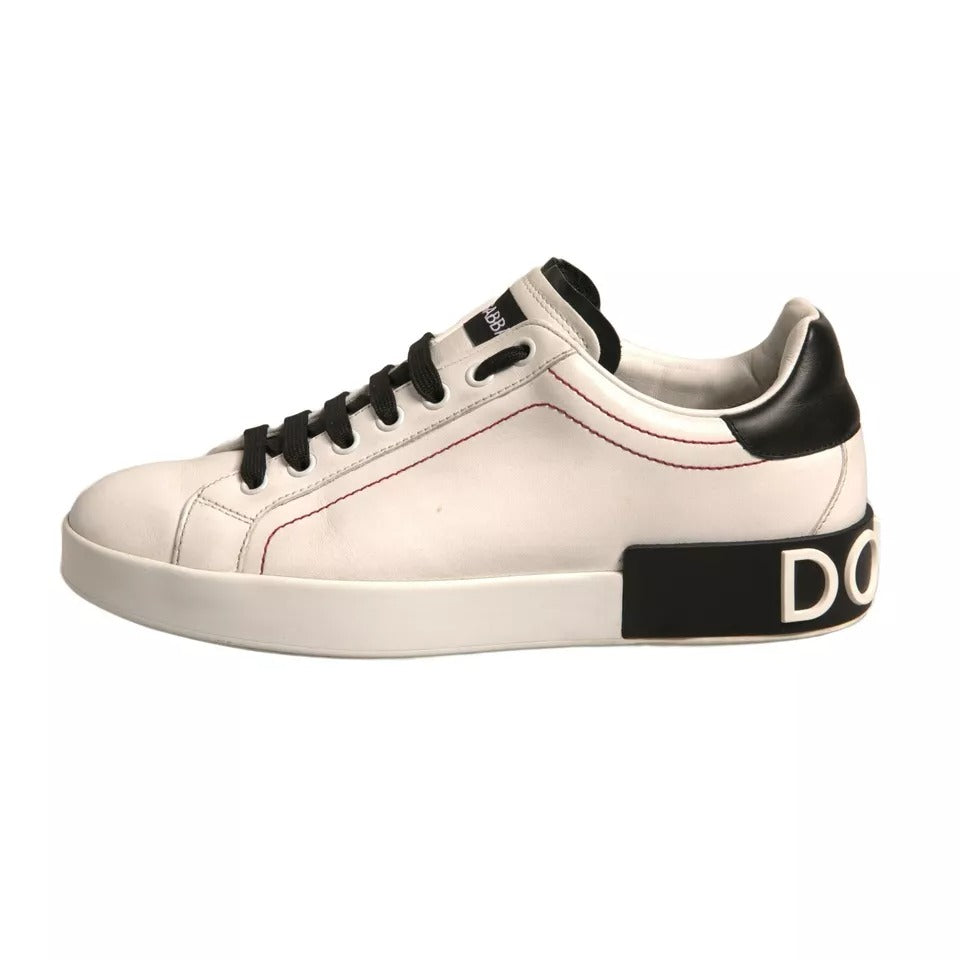 Dolce & Gabbana Weiß Leder Logo Portofino Turnschuhe Schuhe