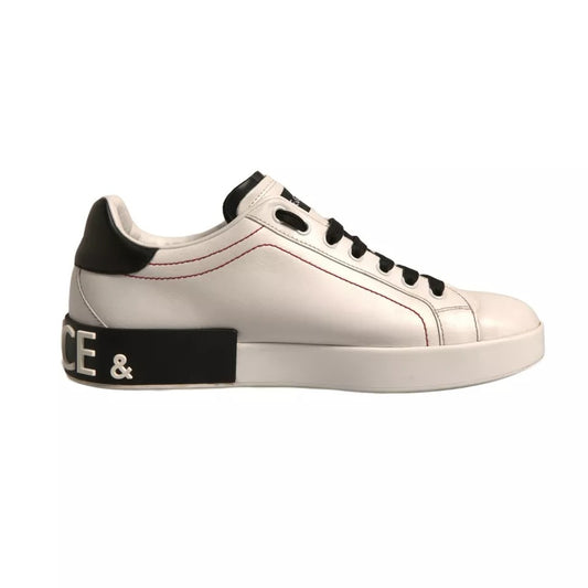 Dolce & Gabbana Weiß Leder Logo Portofino Turnschuhe Schuhe