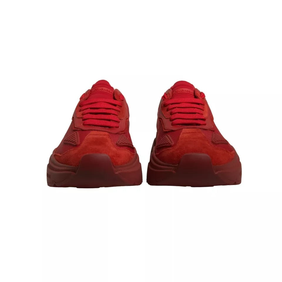 Dolce & Gabbana Rote Leder Daymaster Low Top Sneakers Schuhe