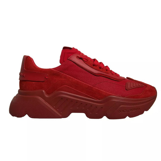 Dolce & Gabbana Rote Leder Daymaster Low Top Sneakers Schuhe