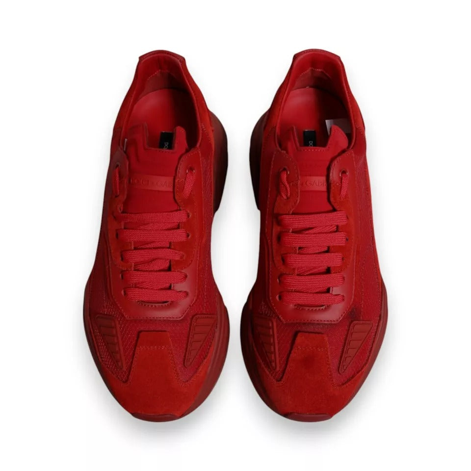 Dolce & Gabbana Rote Leder Daymaster Low Top Sneakers Schuhe