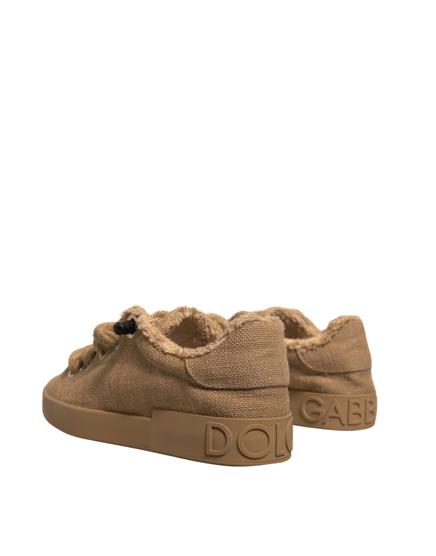 Dolce & Gabbana Braun Jute Stoff Low Top Männer Turnschuhe Schuhe