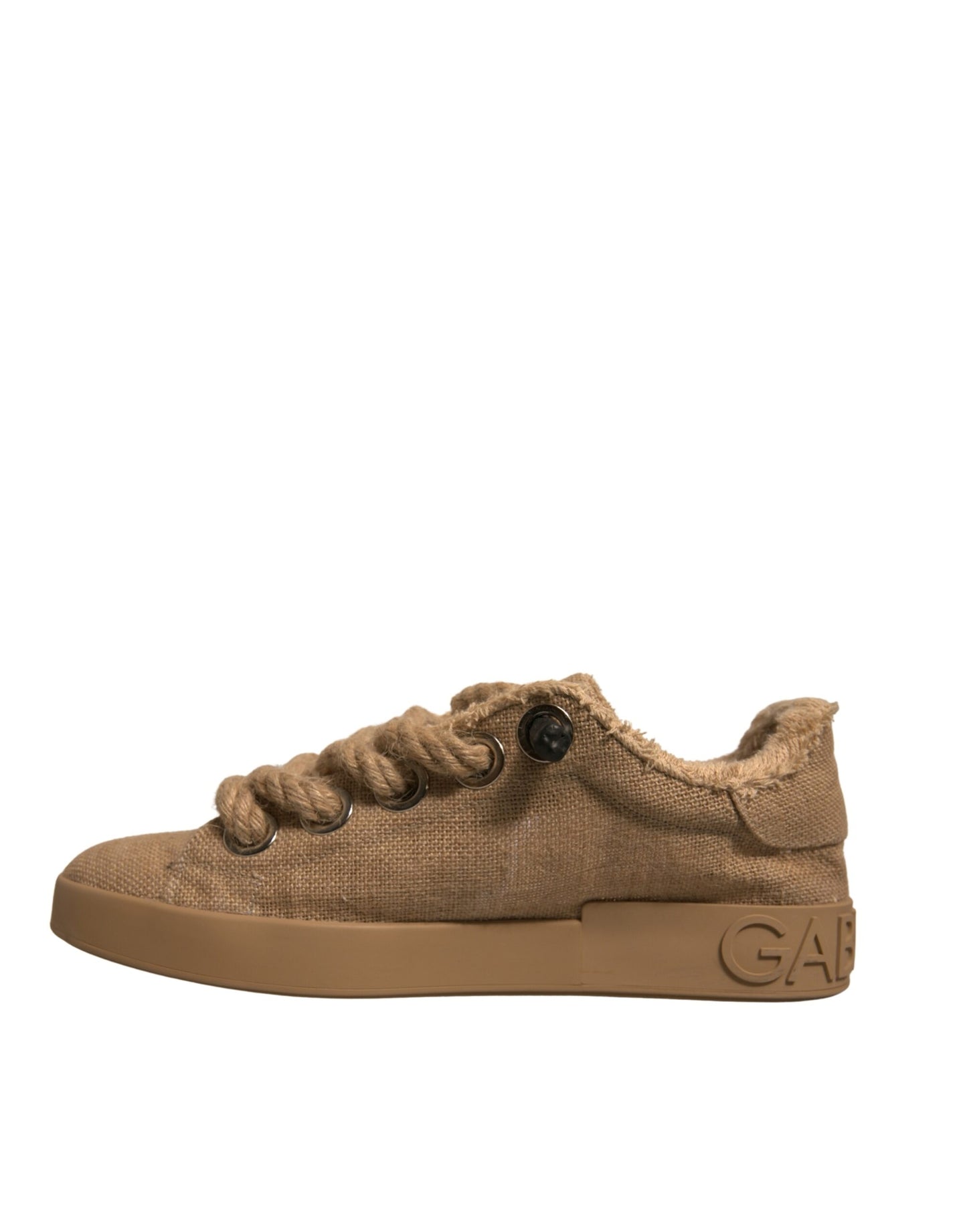 Dolce & Gabbana Braun Jute Stoff Low Top Männer Turnschuhe Schuhe