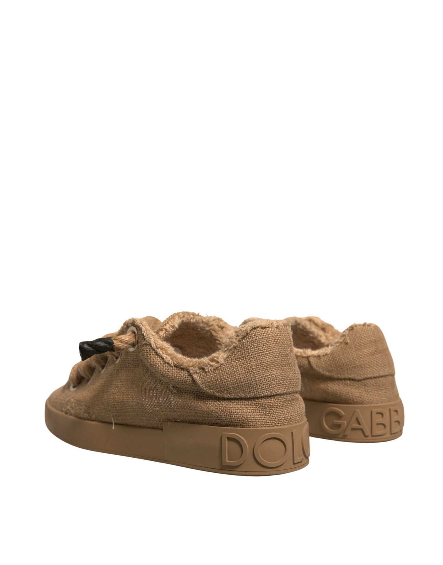 Dolce & Gabbana Braun Jute Stoff Low Top Männer Turnschuhe Schuhe