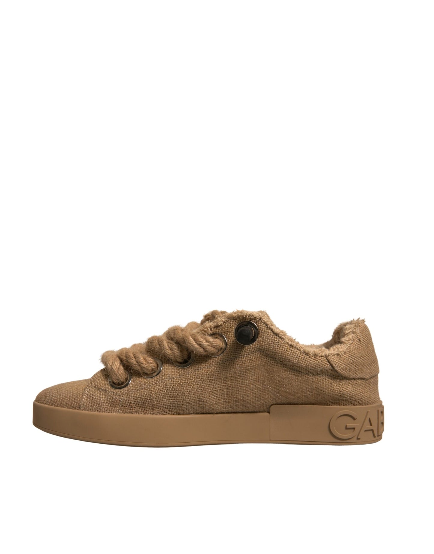 Dolce & Gabbana Braun Jute Stoff Low Top Männer Turnschuhe Schuhe