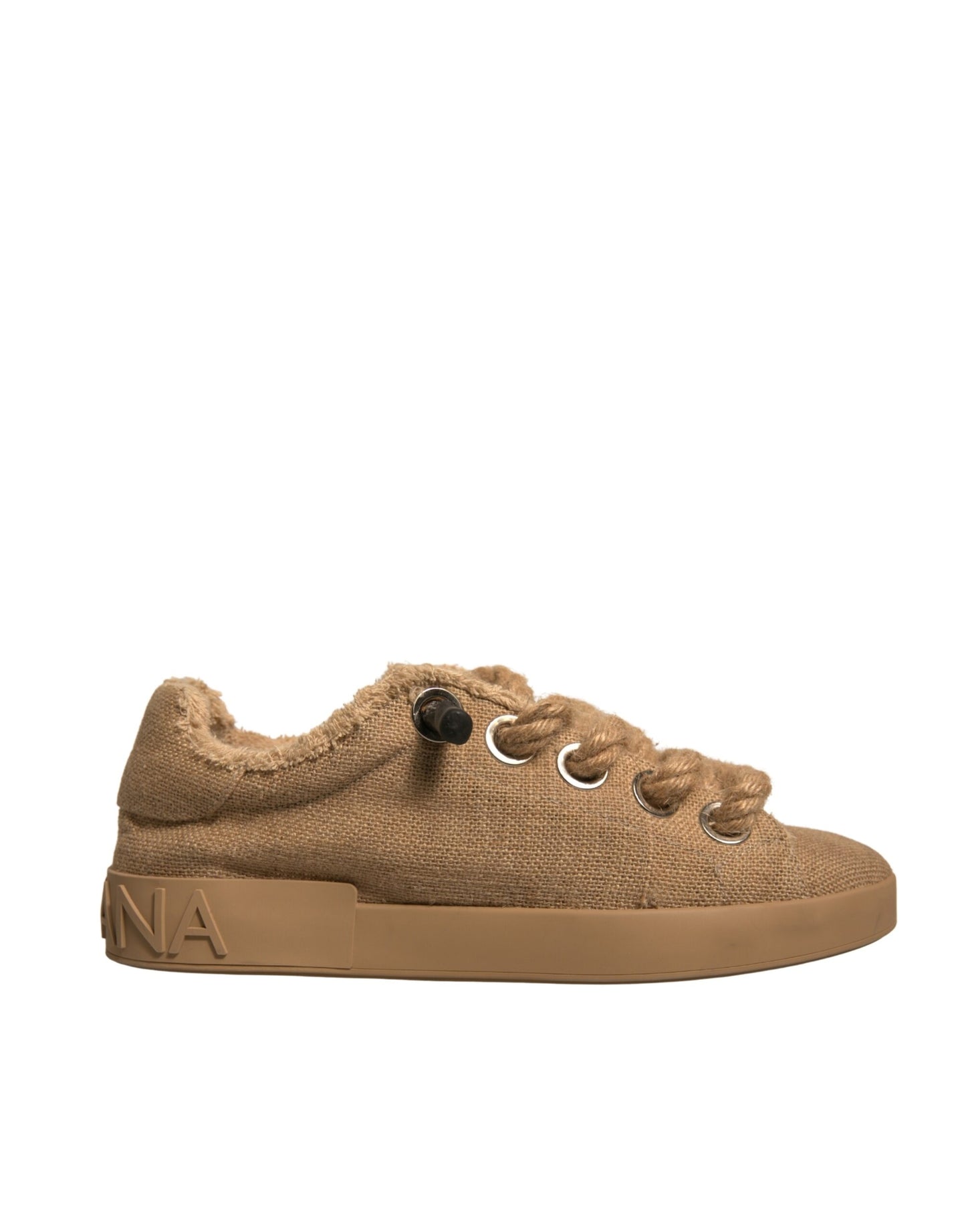 Dolce & Gabbana Braun Jute Stoff Low Top Männer Turnschuhe Schuhe