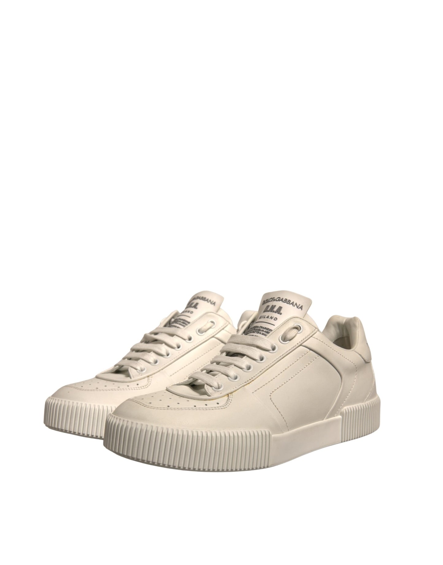 Dolce & Gabbana Weißes Leder DG Logo Low Top Sneakers Schuhe