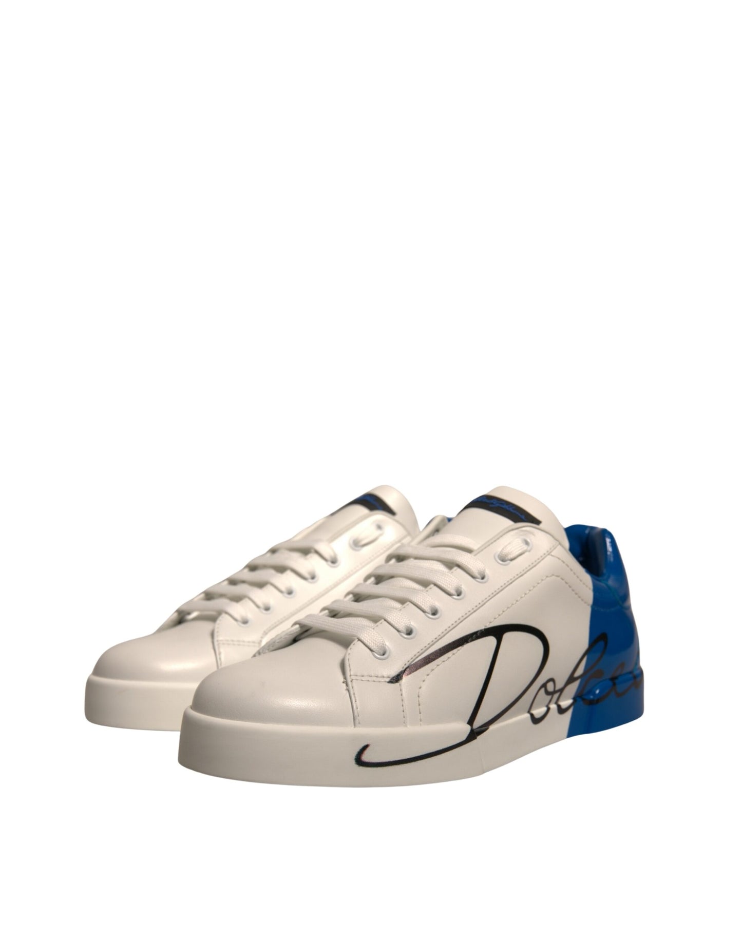 Dolce & Gabbana Weiß Blau Logo Portofino Turnschuhe Schuhe