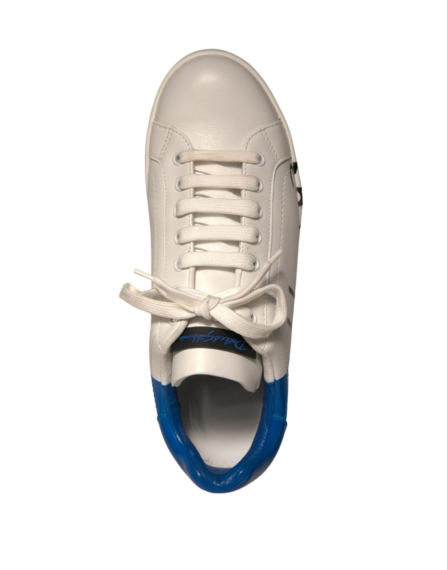 Dolce & Gabbana Weiß Blau Logo Portofino Turnschuhe Schuhe