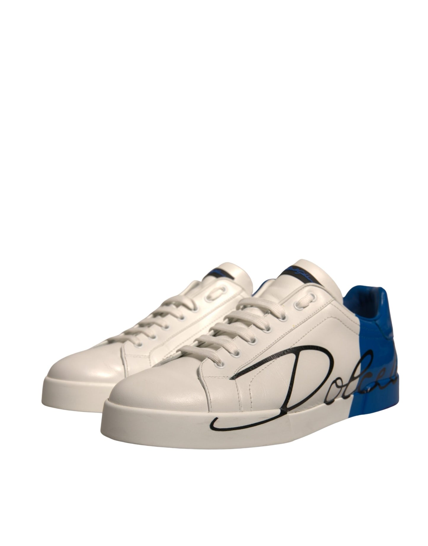 Dolce & Gabbana Weiß Blau Logo Portofino Turnschuhe Schuhe