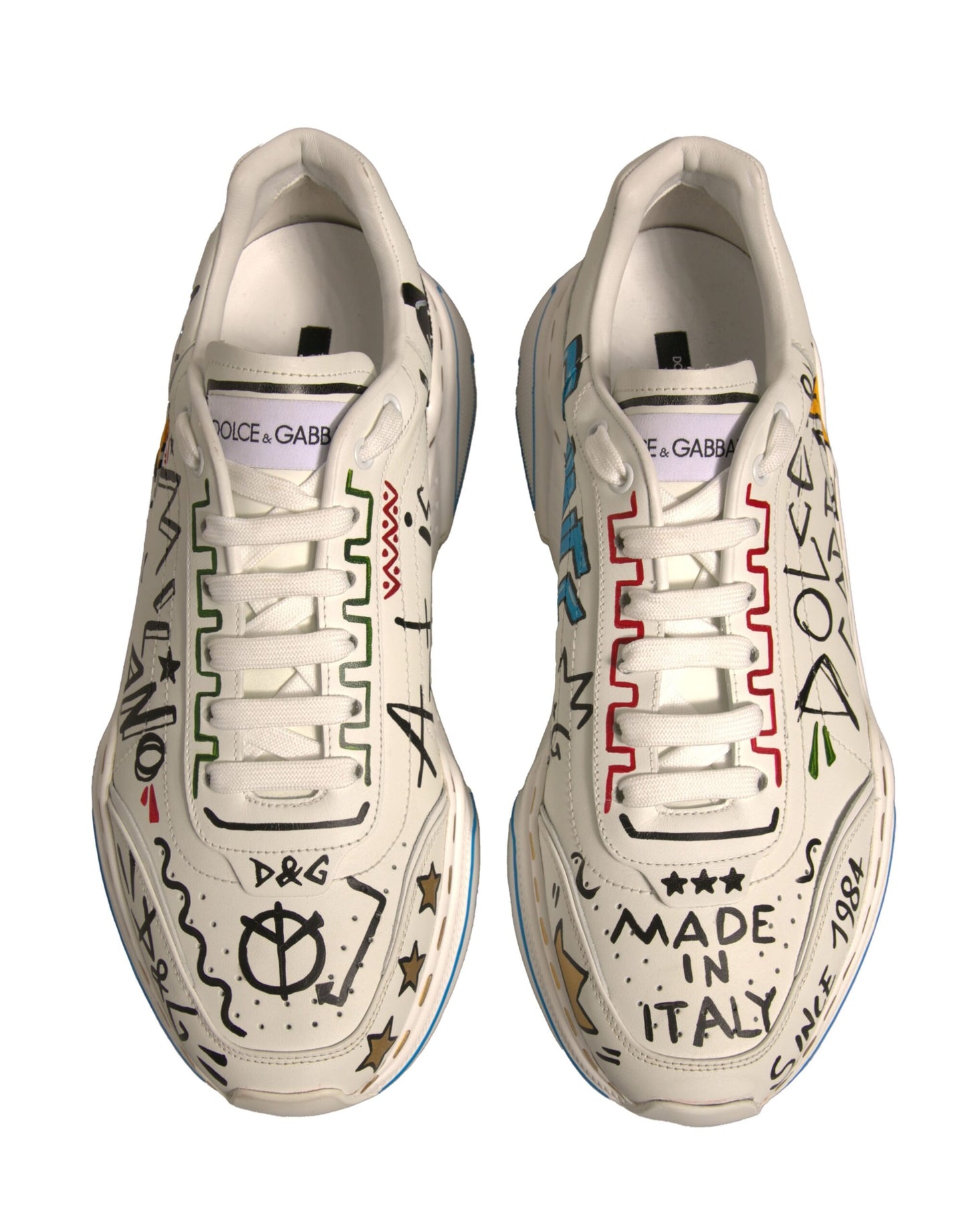 Dolce & Gabbana Weiß Daymaster Hand gemalt Turnschuhe Schuhe