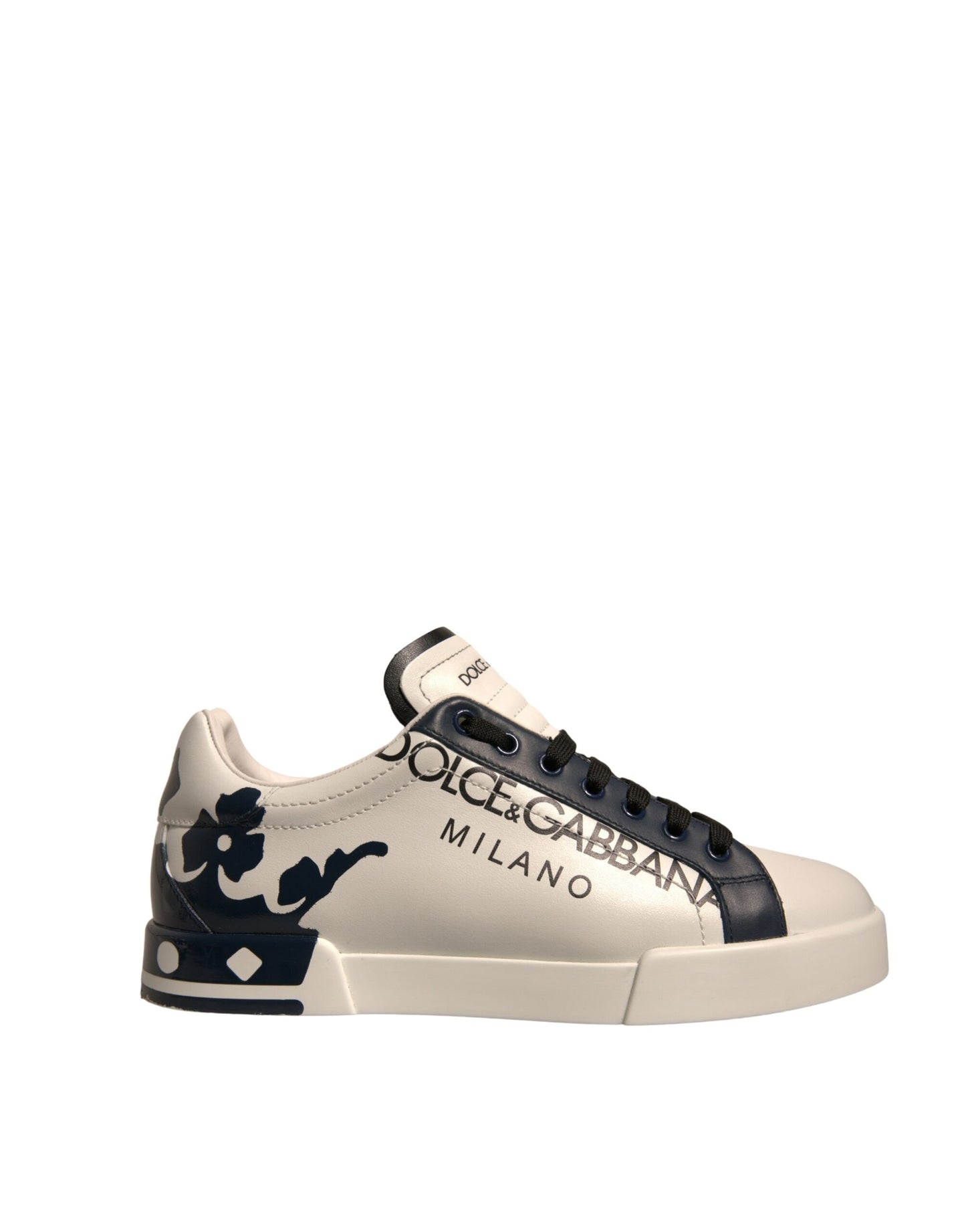 Dolce & Gabbana Weiß Blau Leder Crown Milano Turnschuhe Schuhe