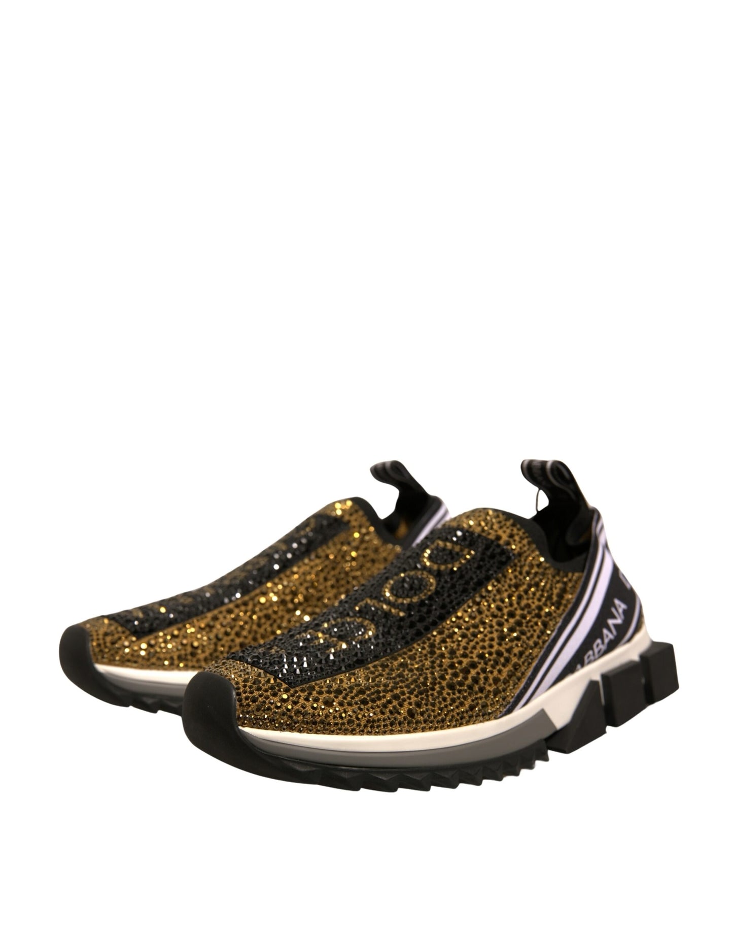 Dolce & Gabbana Gold Strass Sorrento Turnschuhe Schuhe