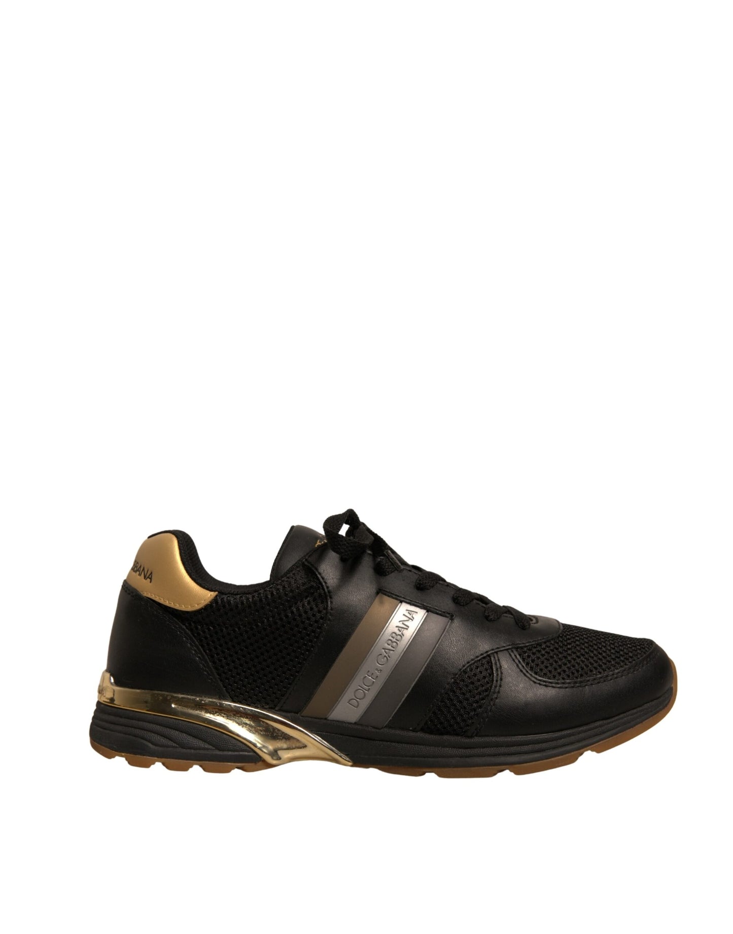 Dolce & Gabbana Schwarz Gold Logo Casual Männer Turnschuhe Schuhe