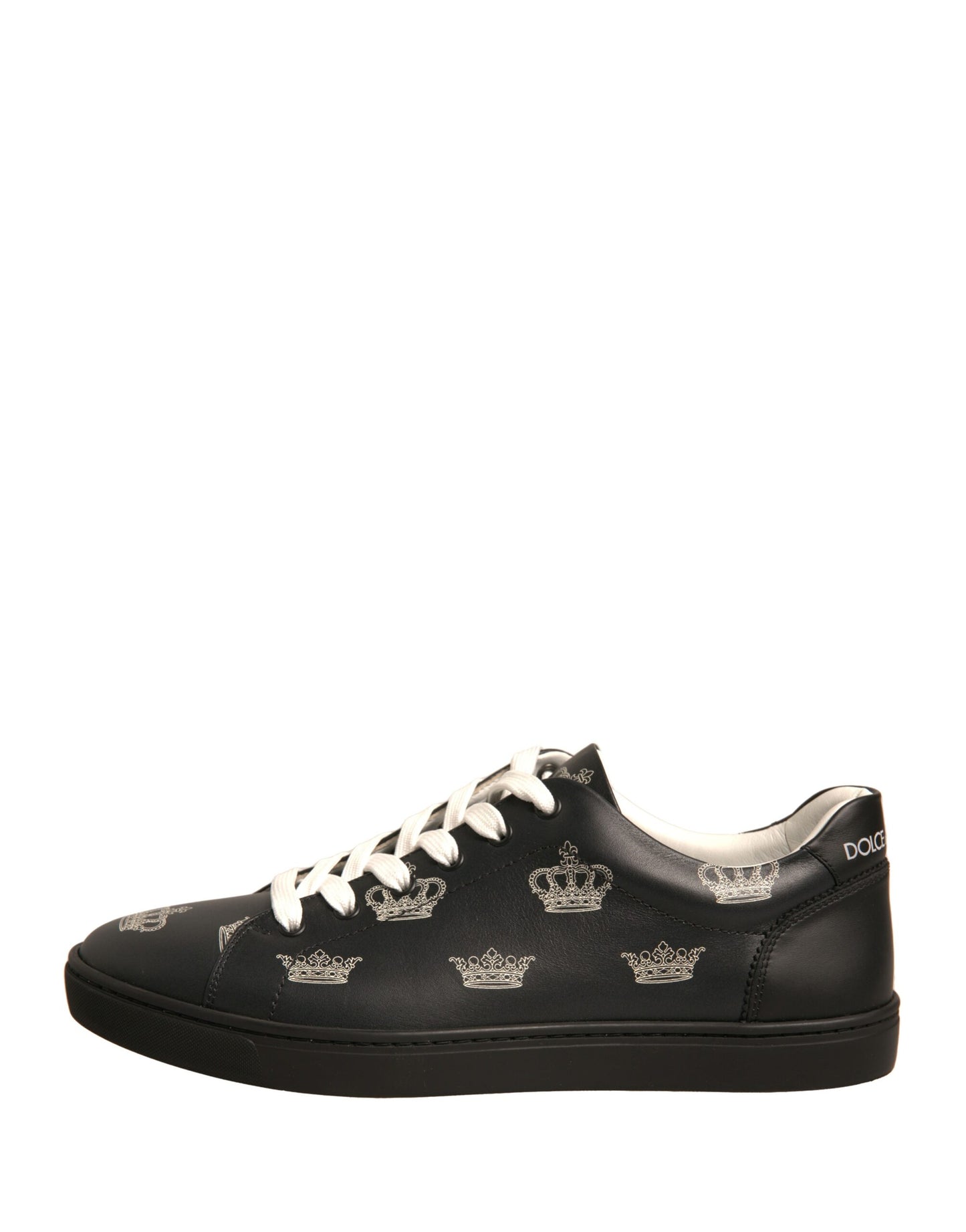 Dolce & Gabbana Schwarz Leder Crown Low Top Sneakers Schuhe