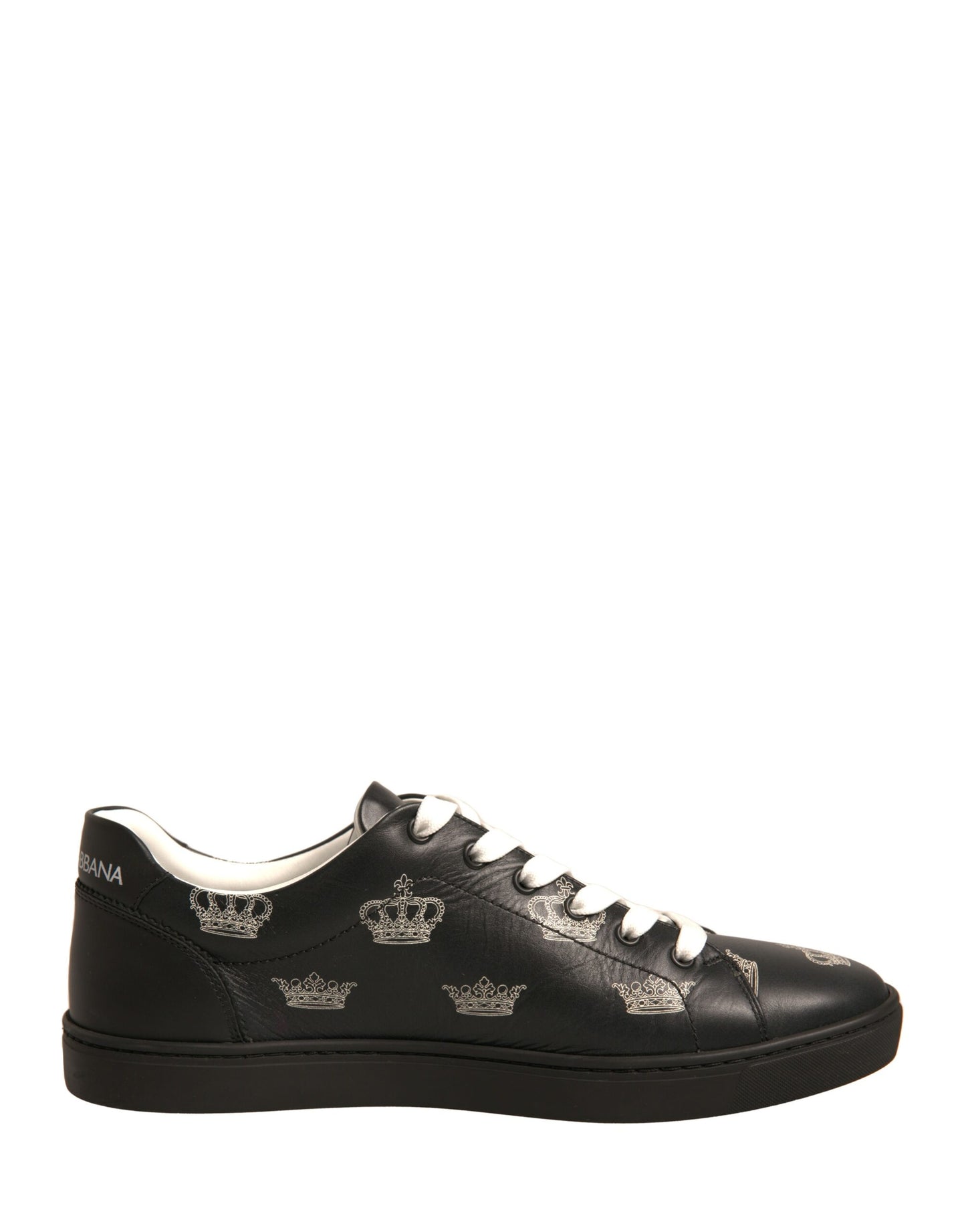 Dolce & Gabbana Schwarz Leder Crown Low Top Sneakers Schuhe