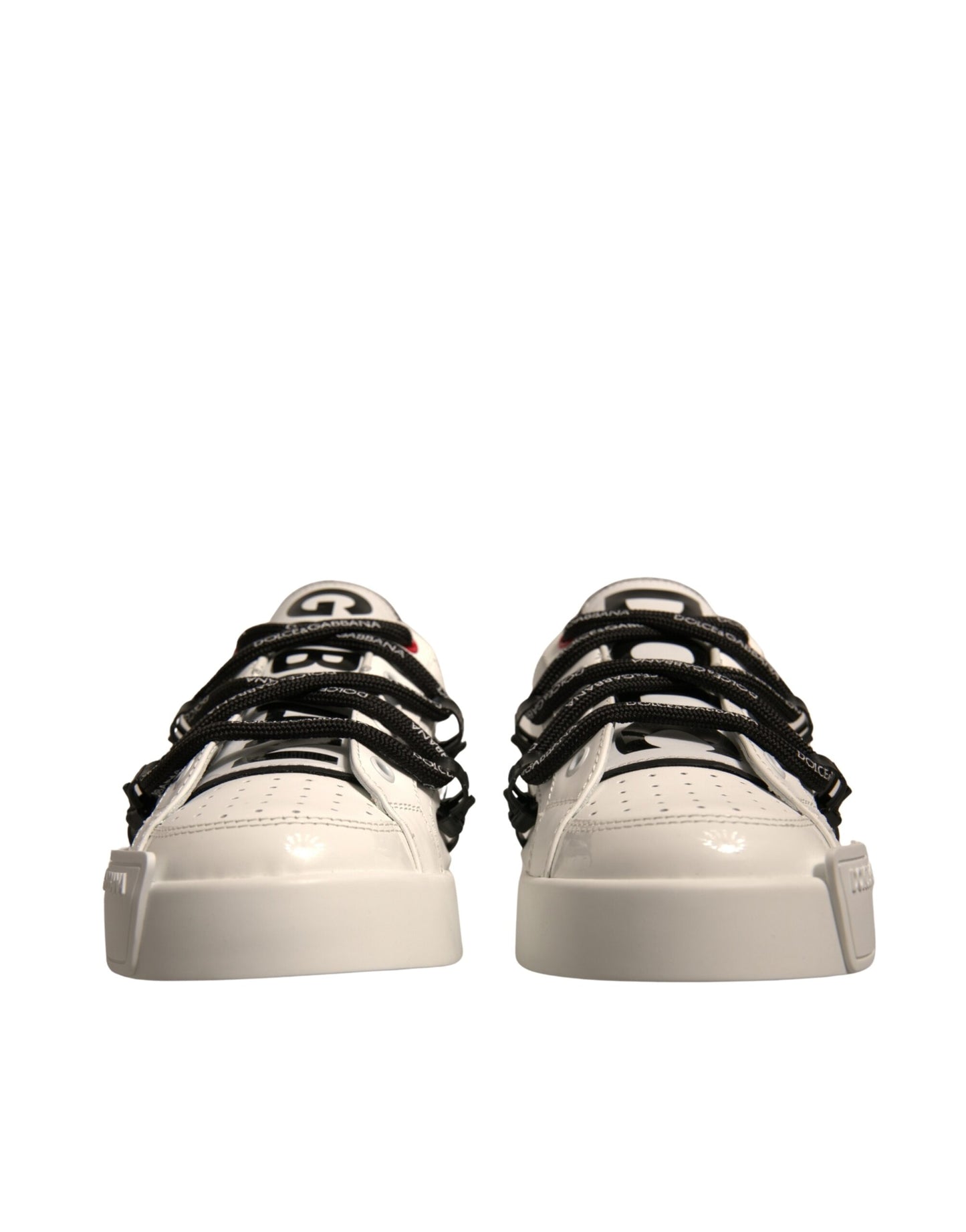 Dolce & Gabbana Weiß Leder Portofino Low Top Sneakers Schuhe