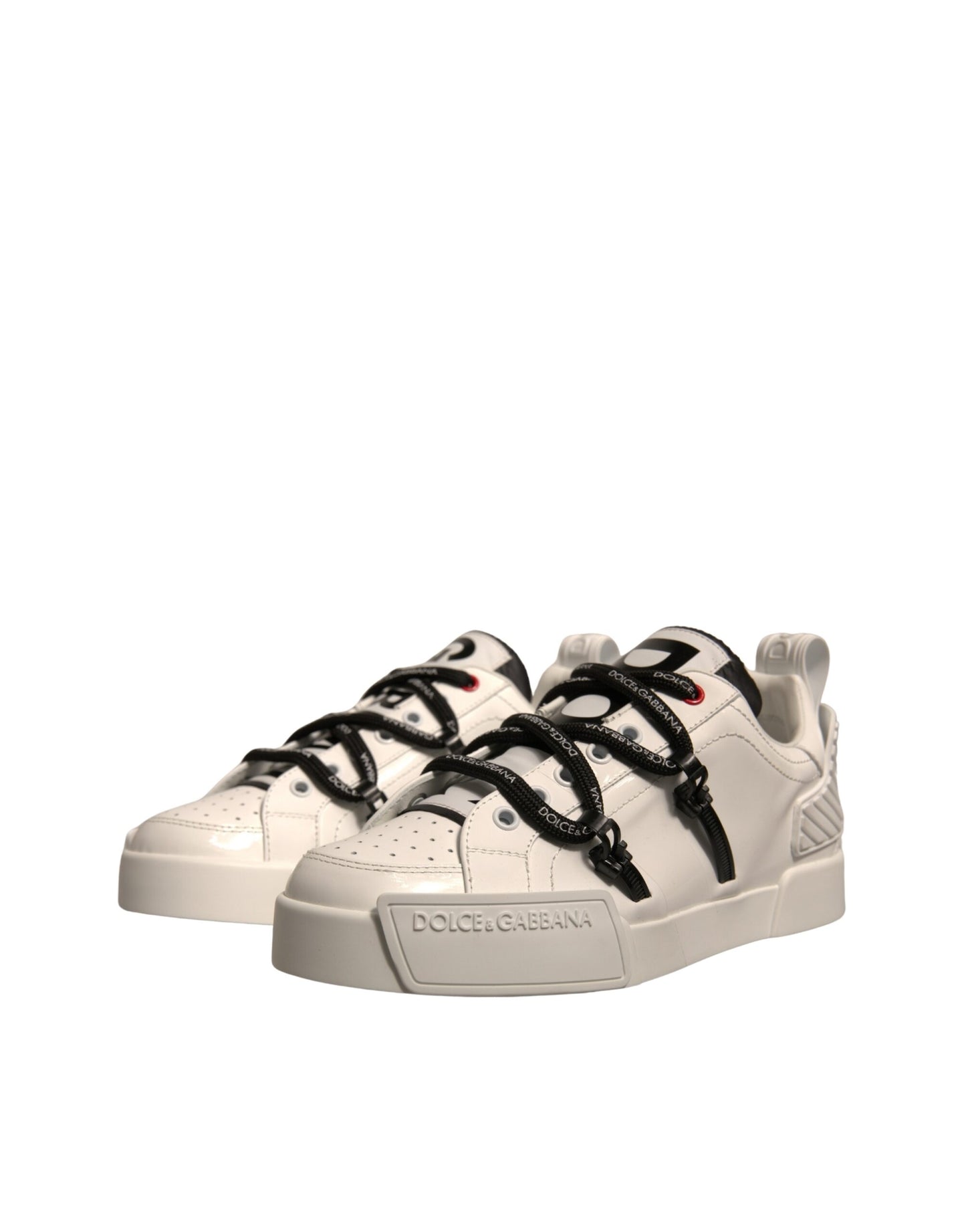 Dolce & Gabbana Weiß Leder Portofino Low Top Sneakers Schuhe