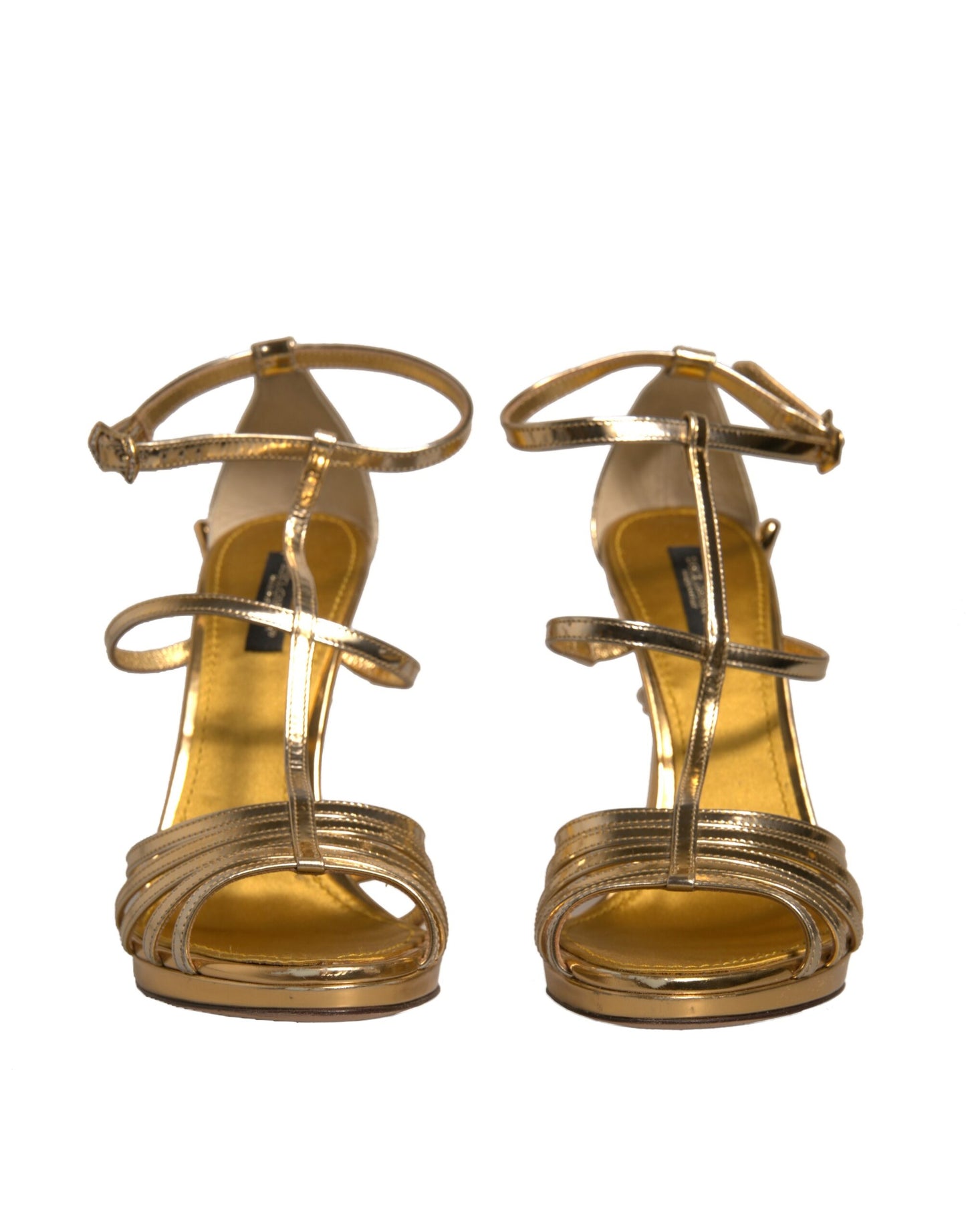 Dolce & Gabbana Gold Leder Barock Heels Sandalen Schuhe