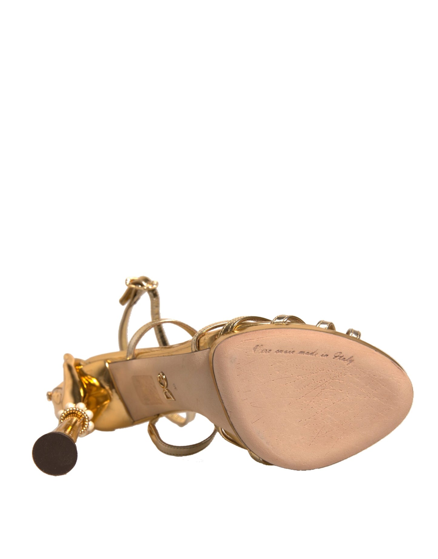 Dolce & Gabbana Gold Leder Barock Heels Sandalen Schuhe